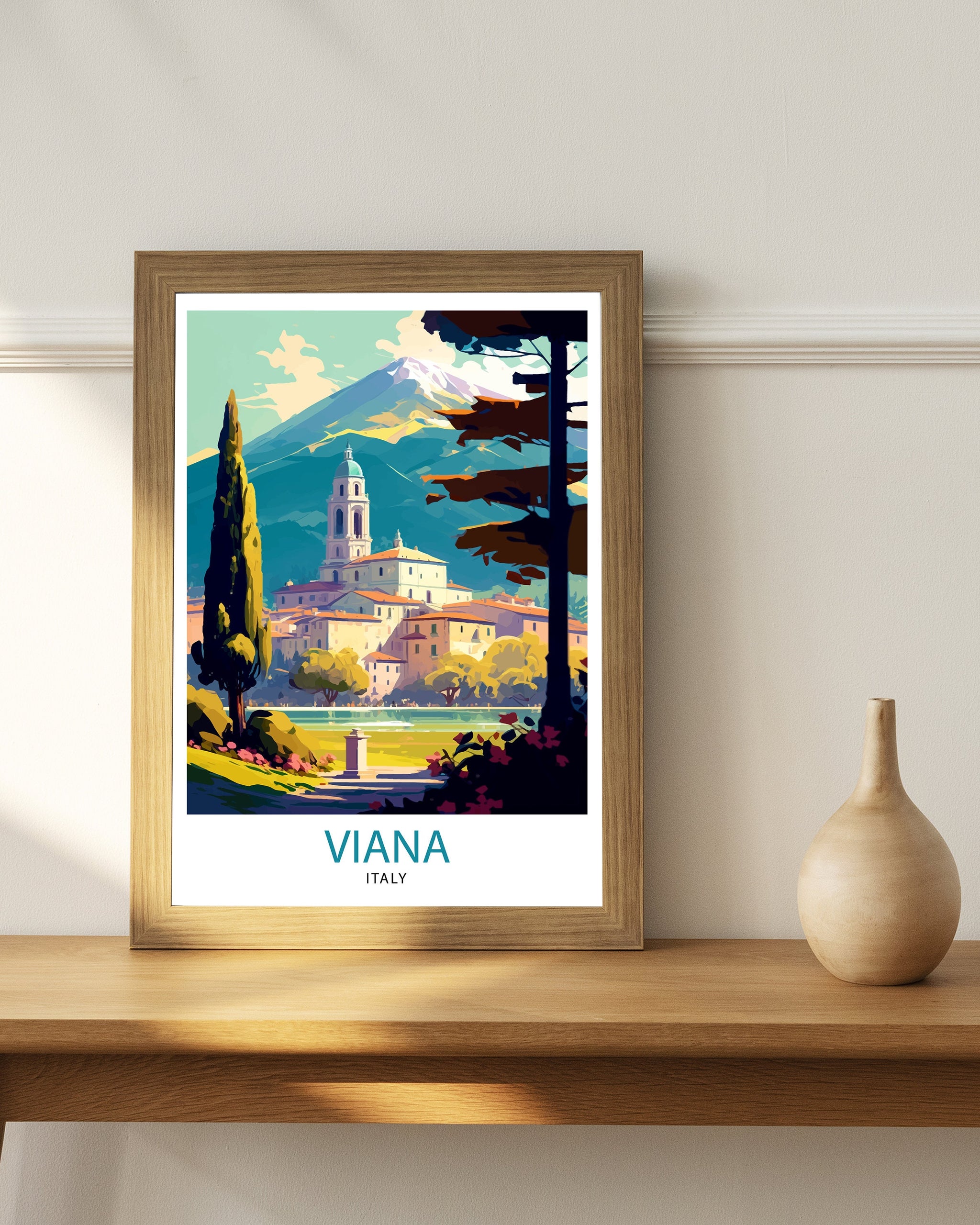 Viana Italy Travel Print Viana Wall Decor Viana Home Living Decor Viana Italy Illustration Travel Poster Gift for Viana Italy Home Decor