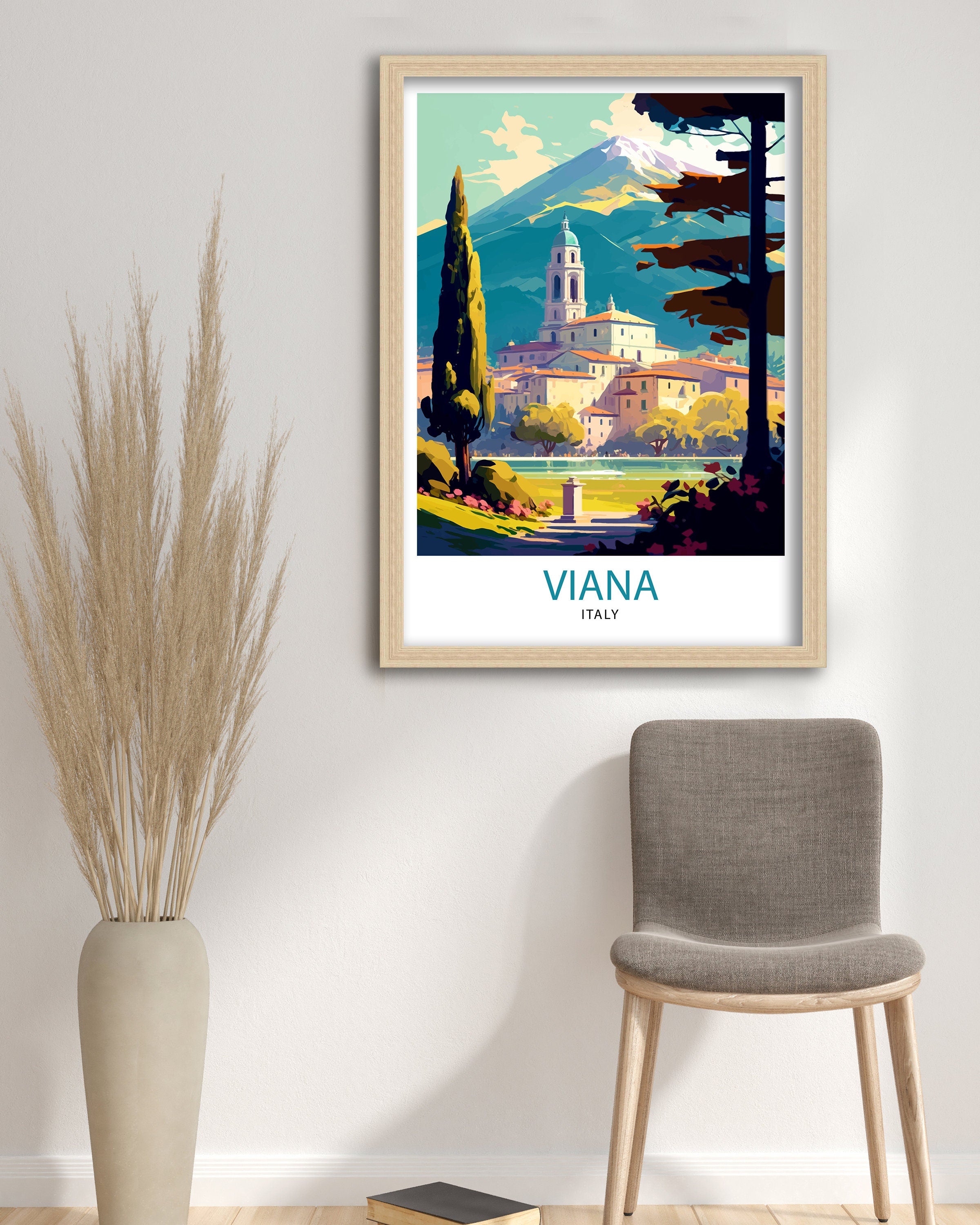 Viana Italy Travel Print Viana Wall Decor Viana Home Living Decor Viana Italy Illustration Travel Poster Gift for Viana Italy Home Decor