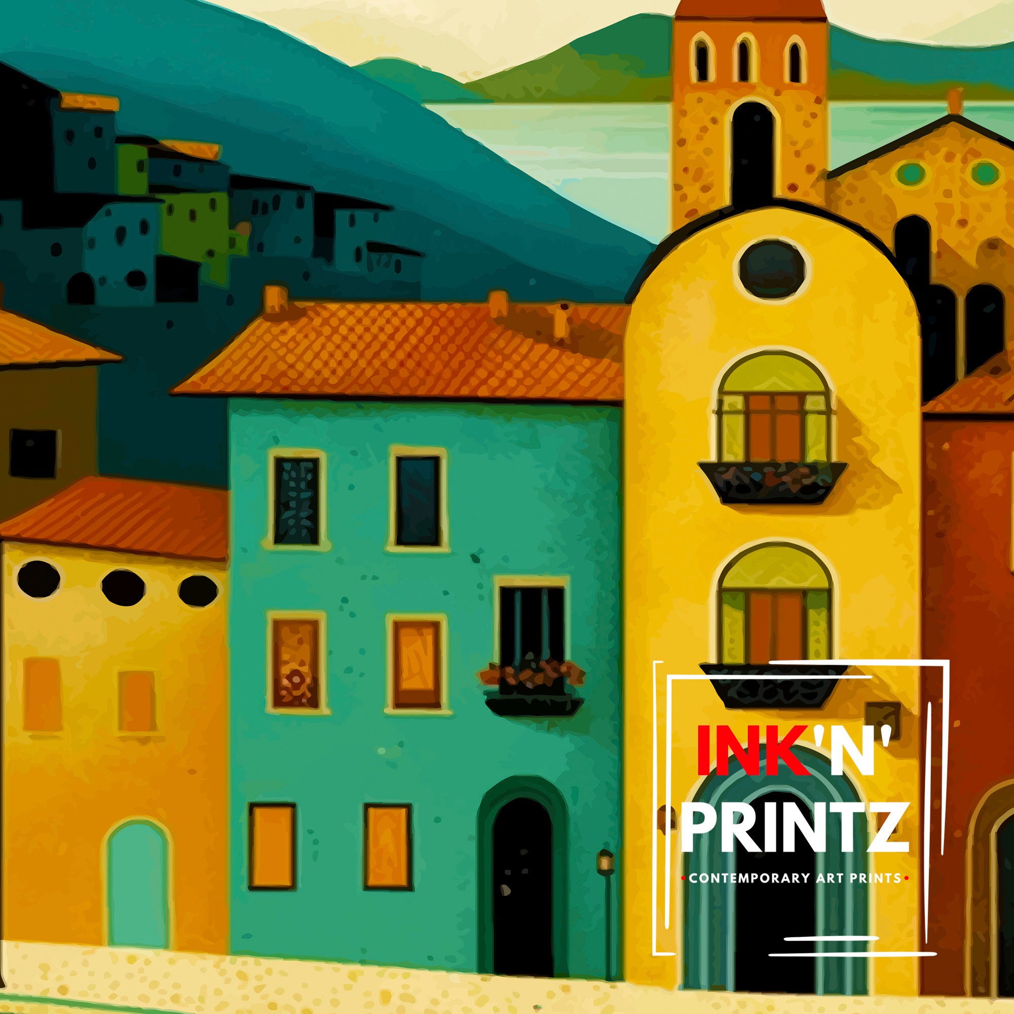 Viana Italy Travel Print Viana Wall Decor Viana Home Living Decor Viana Italy Illustration Travel Poster Gift for Viana Italy Home Decor