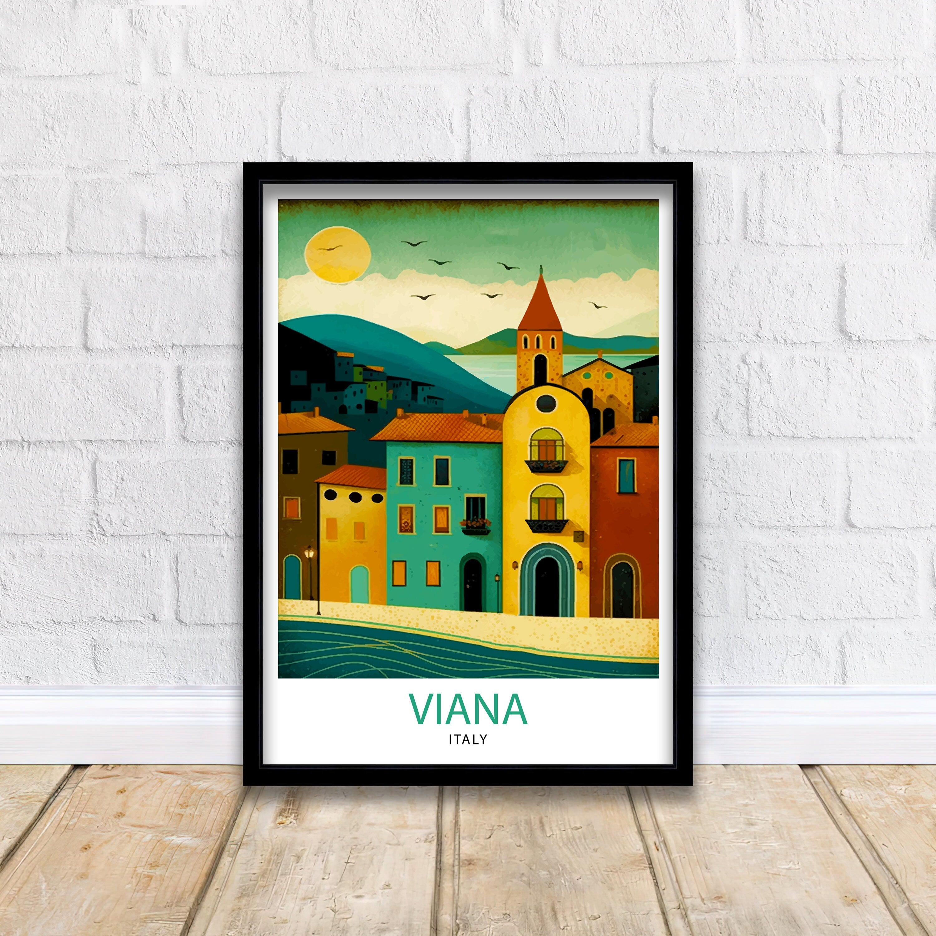 Viana Italy Travel Print Viana Wall Decor Viana Home Living Decor Viana Italy Illustration Travel Poster Gift for Viana Italy Home Decor