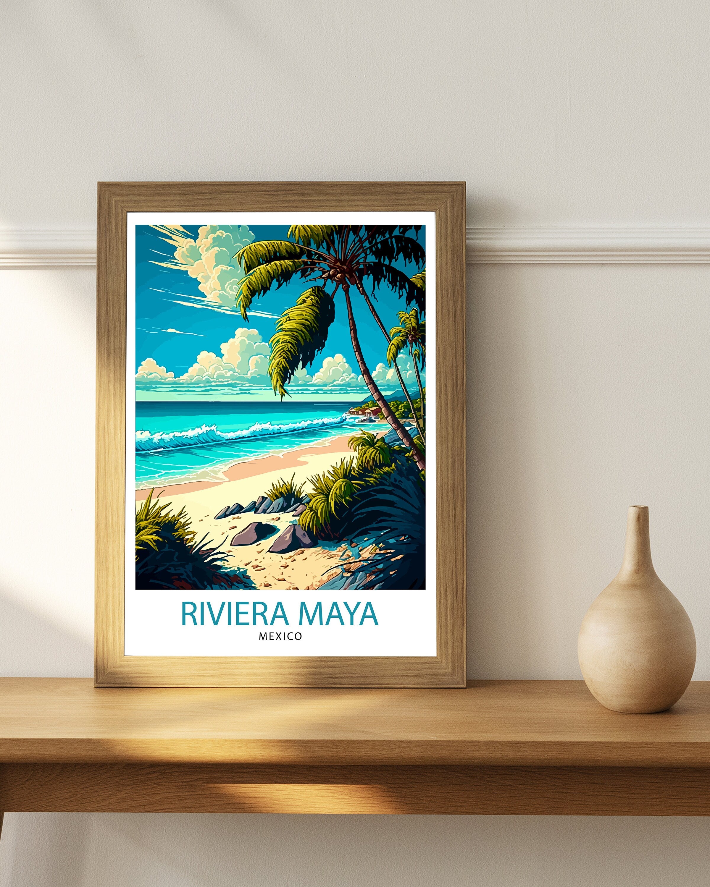 Riviera Maya Mexico Travel Print Riviera Maya Wall Decor Riviera Maya Home Living Decor Riviera Maya Illustration Travel Poster