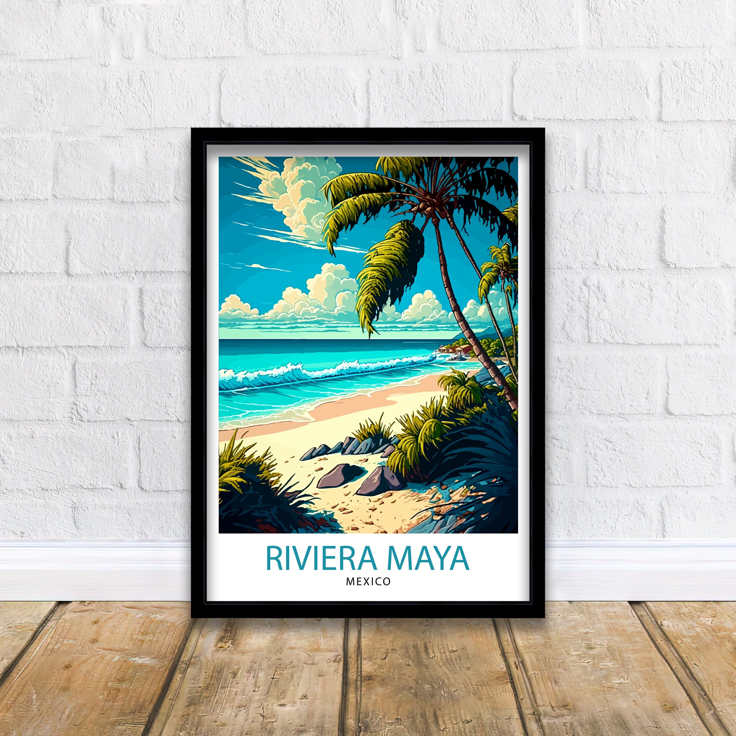 Riviera Maya Mexico Travel Print Riviera Maya Wall Decor Riviera Maya Home Living Decor Riviera Maya Illustration Travel Poster