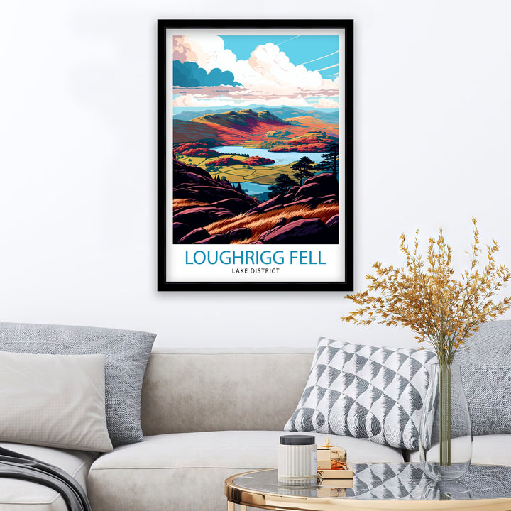 Loughrigg Fell Lake District Travel Poster Lake District