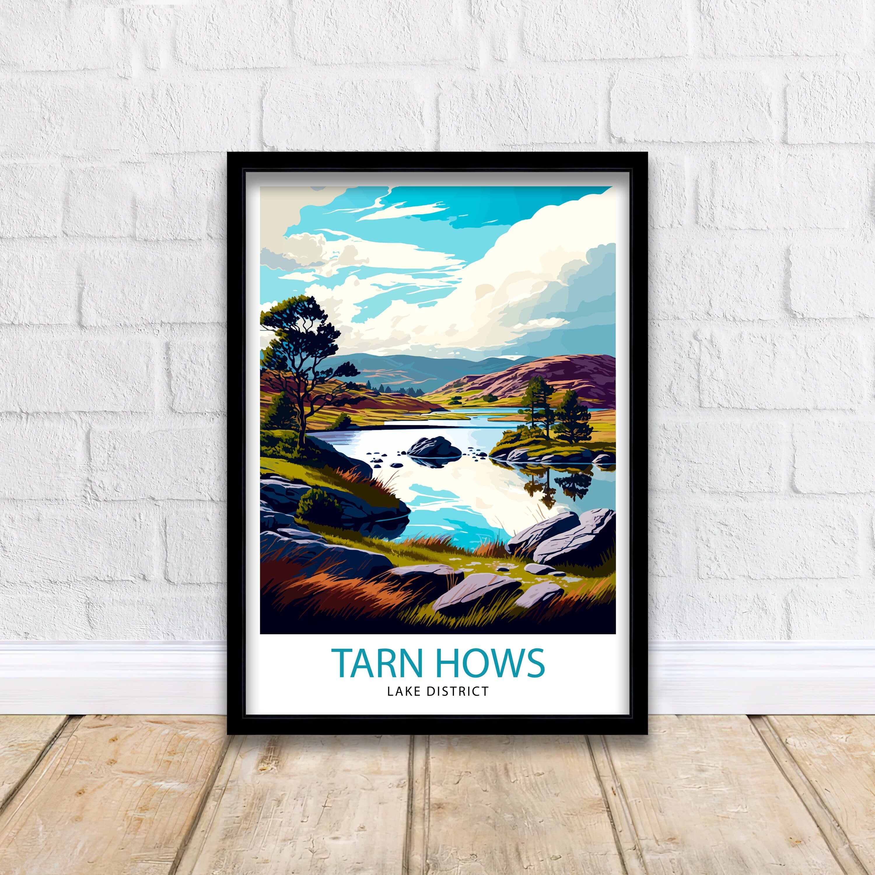 Tarn Hows Lake District Travel Print Lake District Wall Decor Tarn Hows Home Living Decor Tarn Hows Illustration Travel Poster Gift