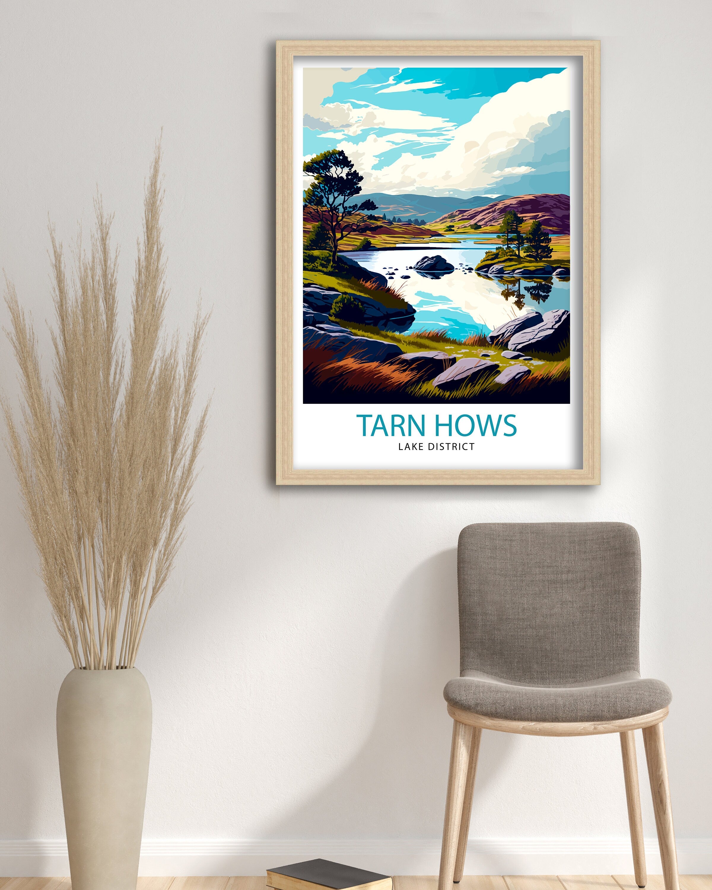 Tarn Hows Lake District Travel Print Lake District Wall Decor Tarn Hows Home Living Decor Tarn Hows Illustration Travel Poster Gift