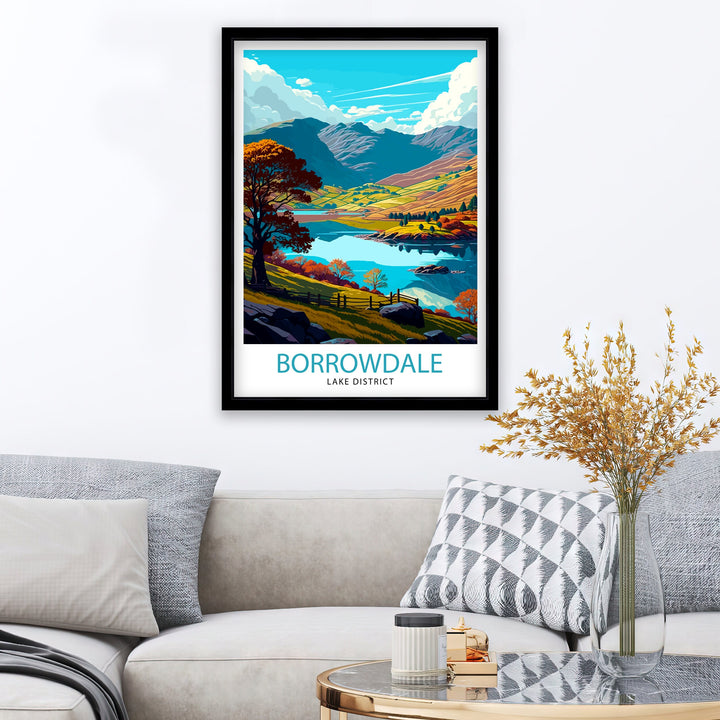 Borrowdale Lake District Travel Poster Lake District