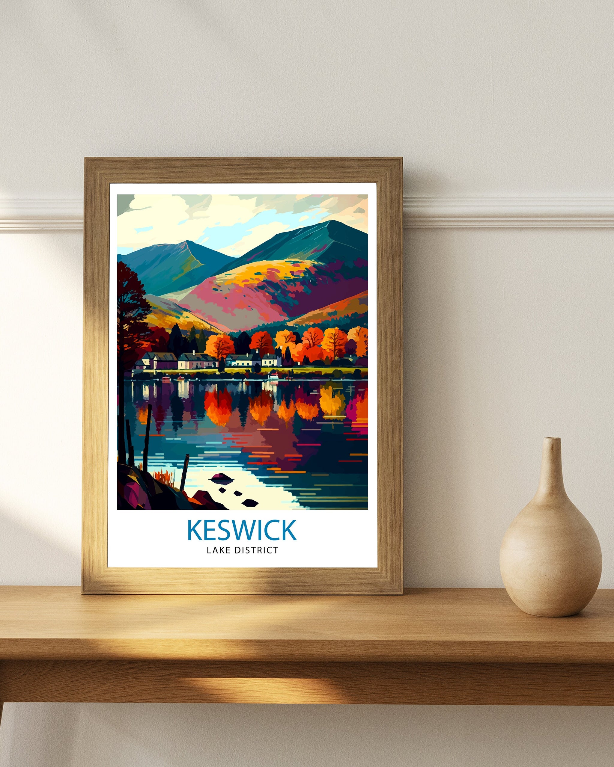 Keswick Lake District Travel Print Lake District Wall Decor Keswick Home Living Decor Lake District Illustration Travel Poster