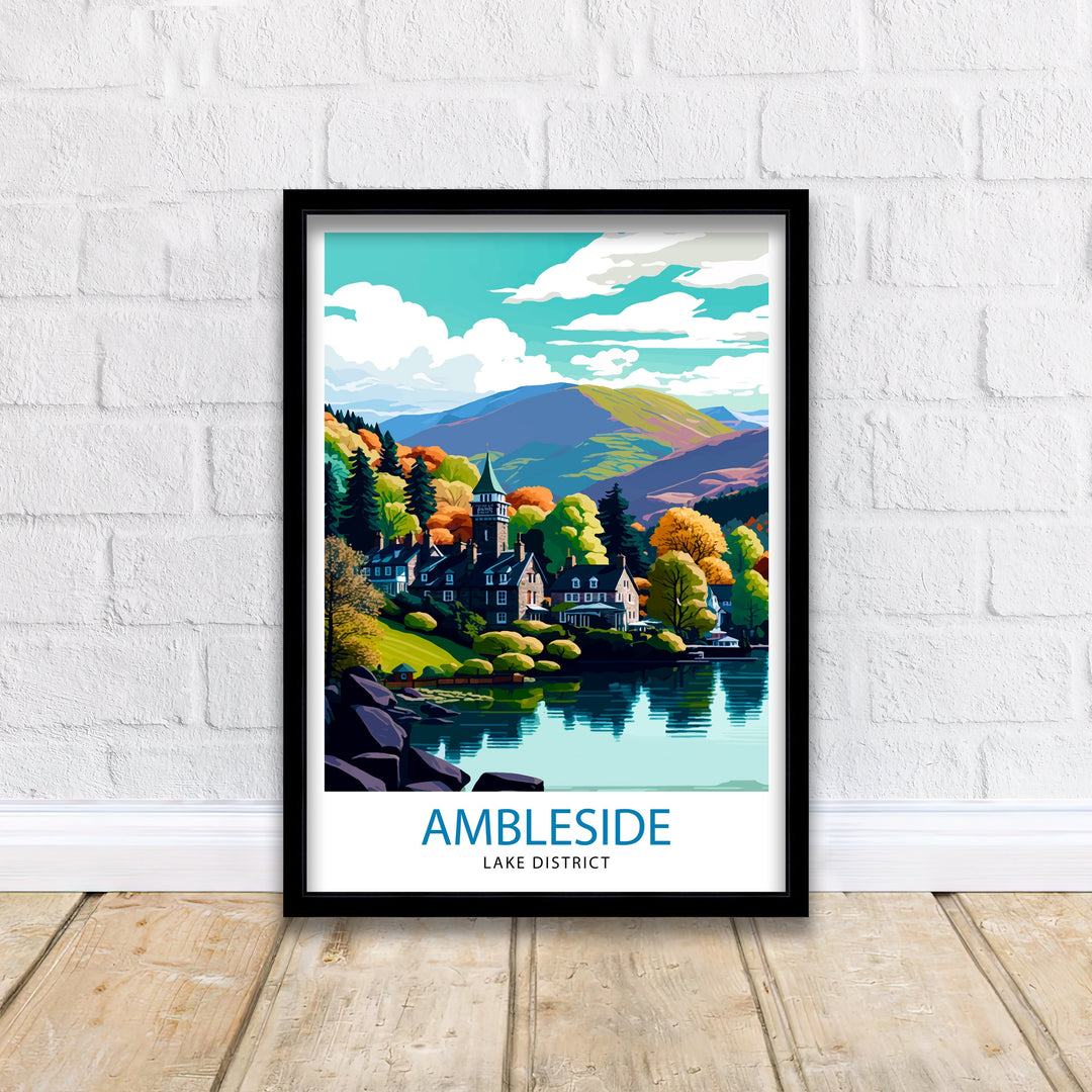 Ambleside Lake District Travel Poster Lake District