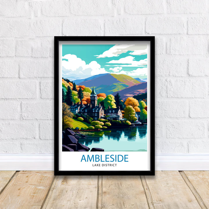 Ambleside Lake District Travel Poster Lake District