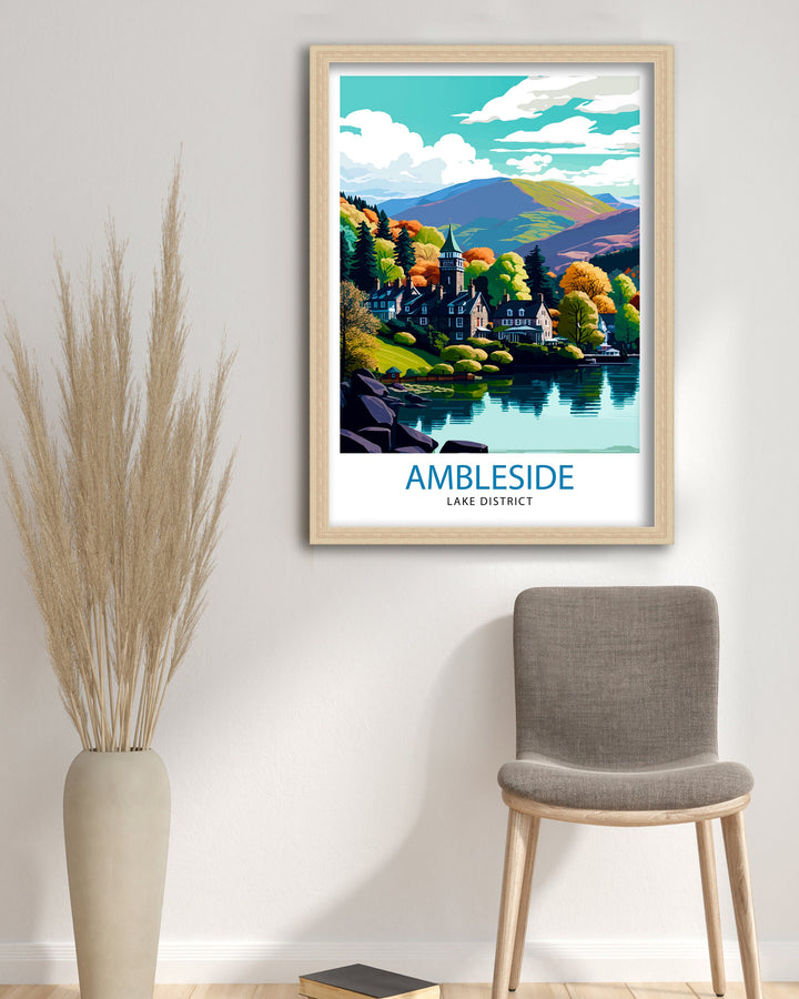 Ambleside Lake District Travel Poster Lake District