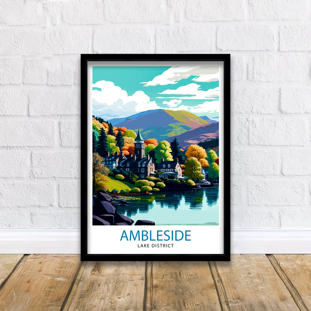 Ambleside Lake District Travel Poster Lake District