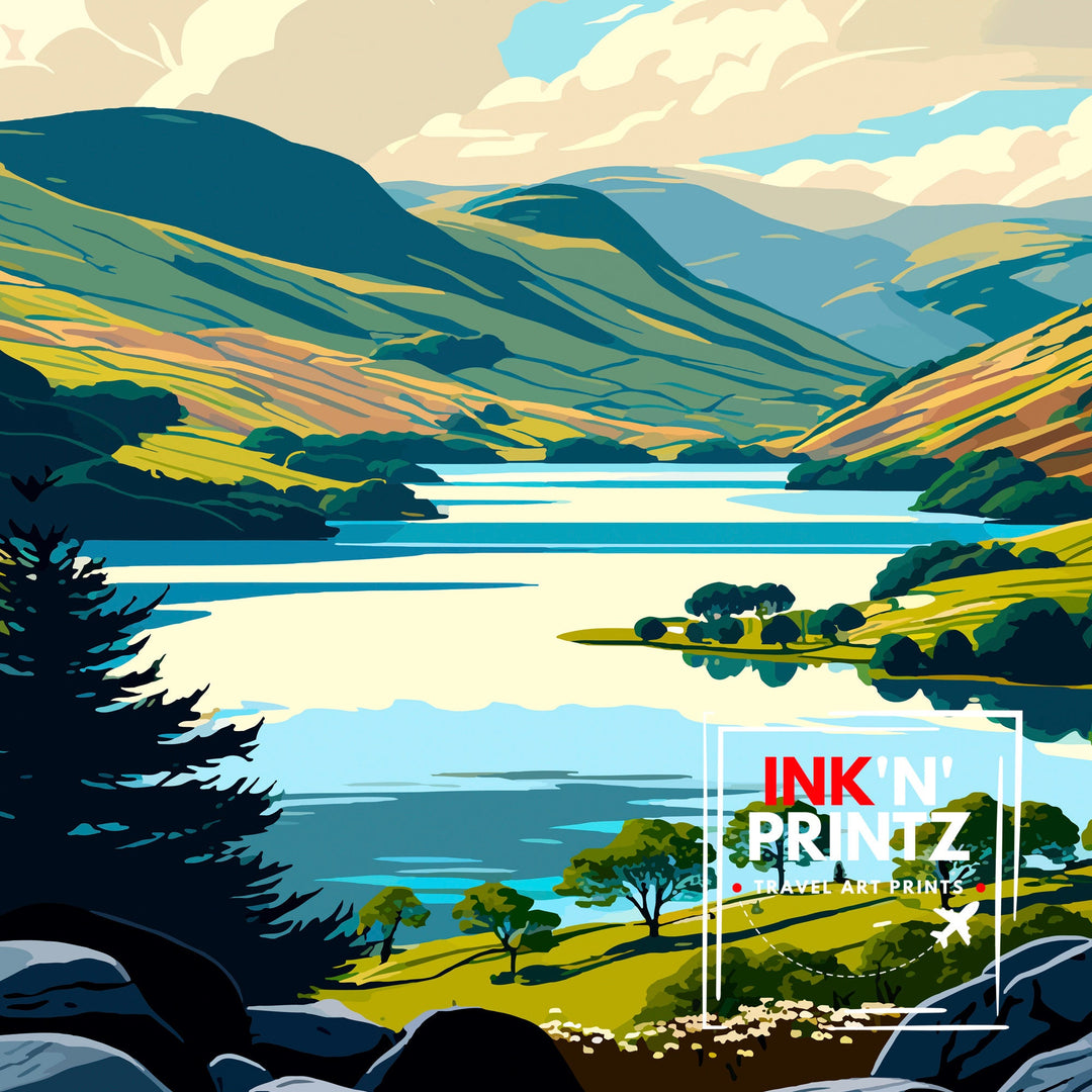 Coniston Water Lake District Travel Poster Lake District