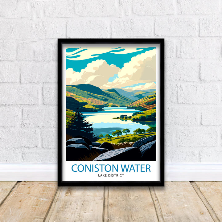 Coniston Water Lake District Travel Poster Lake District