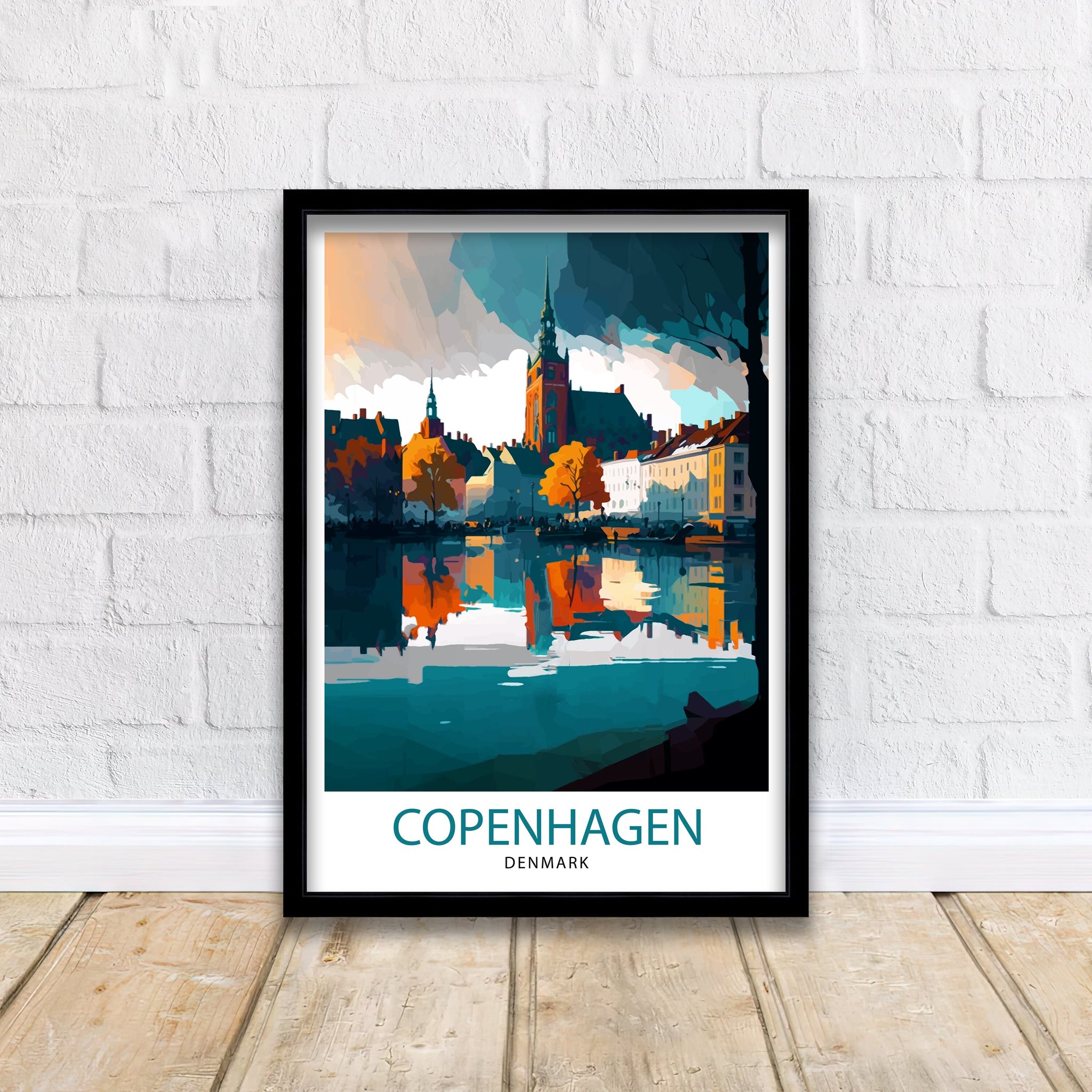 Copenhagen Travel Print Denmark Wall Art Copenhagen Home Decor Copenhagen Illustration Travel Poster Gift Denmark Home Decor