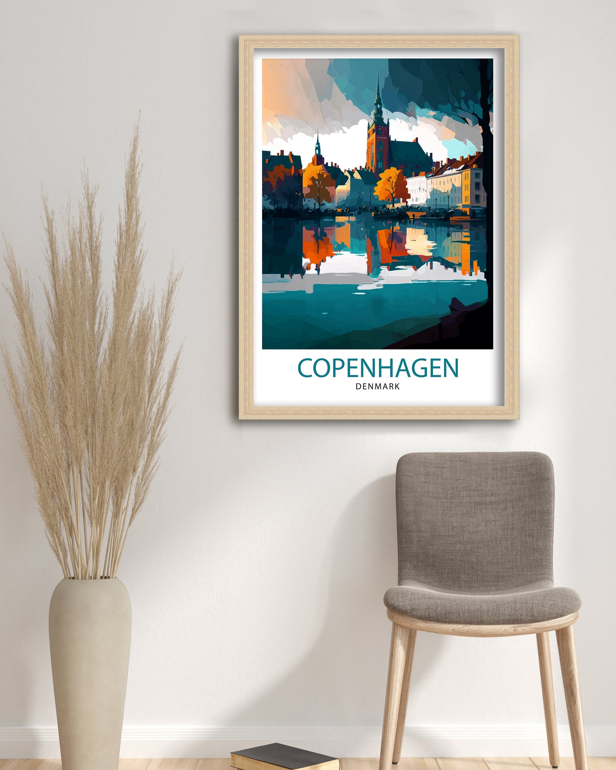 Copenhagen Travel Print Denmark Wall Art Copenhagen Home Decor Copenhagen Illustration Travel Poster Gift Denmark Home Decor