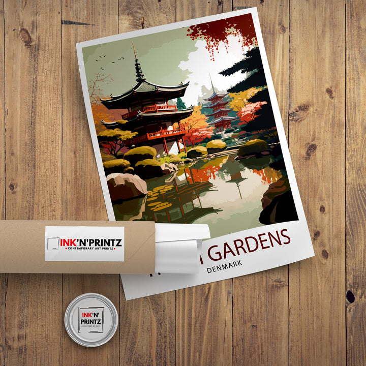 Tivoli Gardens Travel Print Tivoli Wall Decor Denmark Travel Poster Tivoli Illustration Tivoli Gift Tivoli Home Decor
