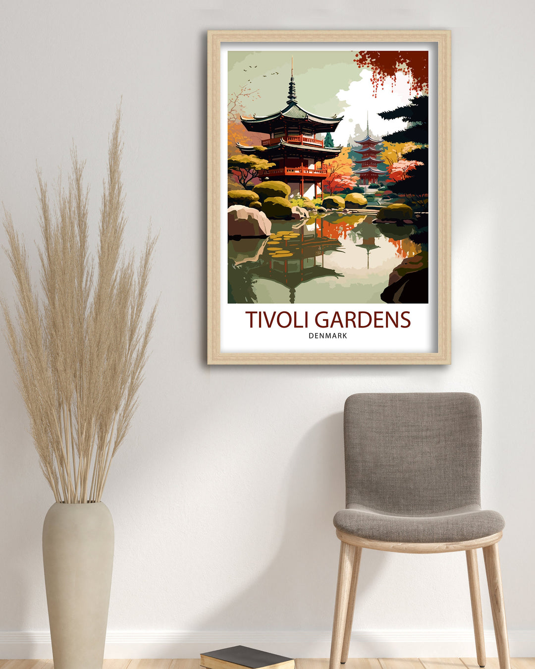 Tivoli Gardens Travel Print Tivoli Wall Decor Denmark Travel Poster Tivoli Illustration Tivoli Gift Tivoli Home Decor