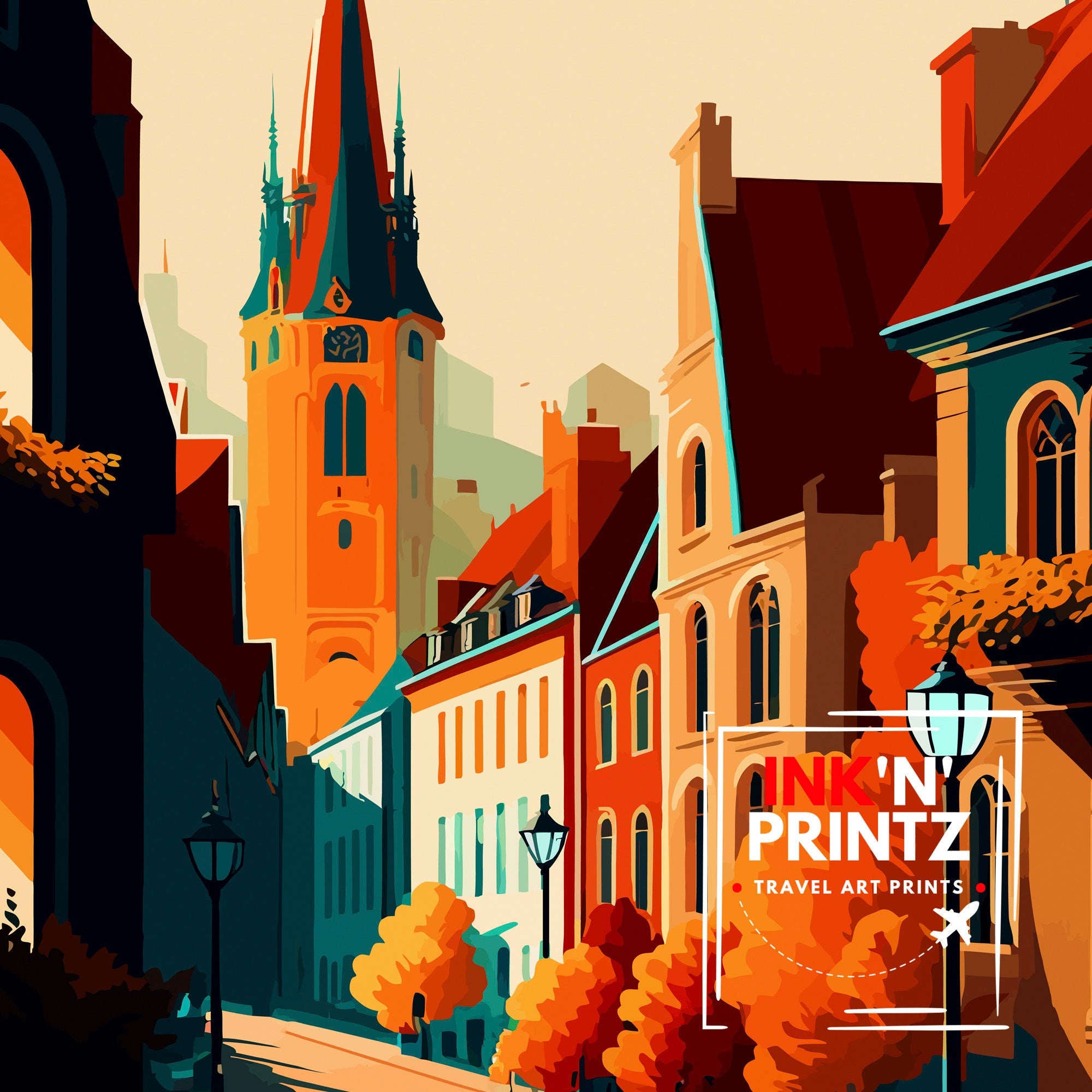 Liege Belgium Travel Print Wall Decor, Home Living Decor Liege Illustration Travel Poster, Belgium Gift Home