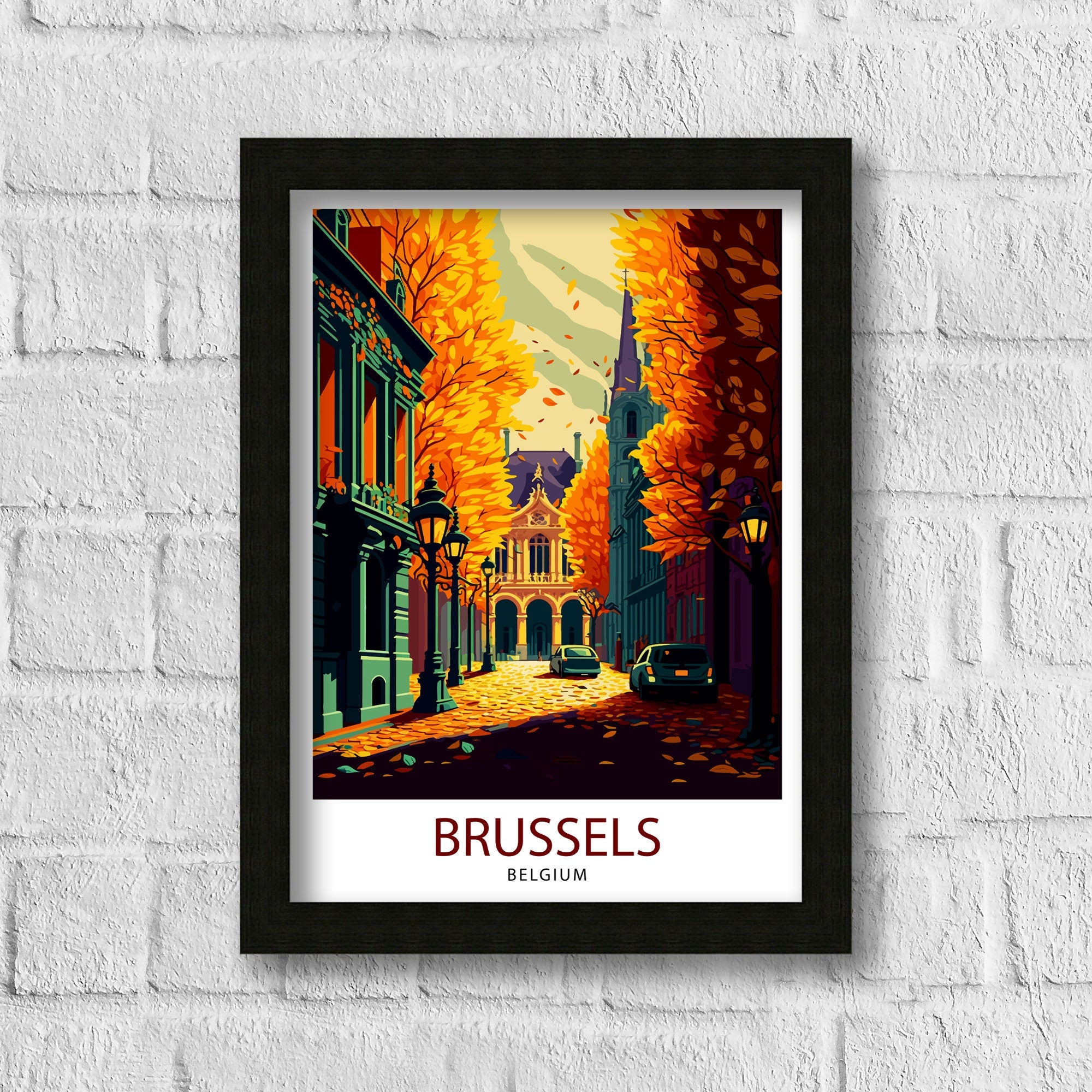 Brussels Belgium Travel Print Brussels Wall Art Belgium Illustration Travel Poster Gift For Belgium Lovers Belgium Home Decor