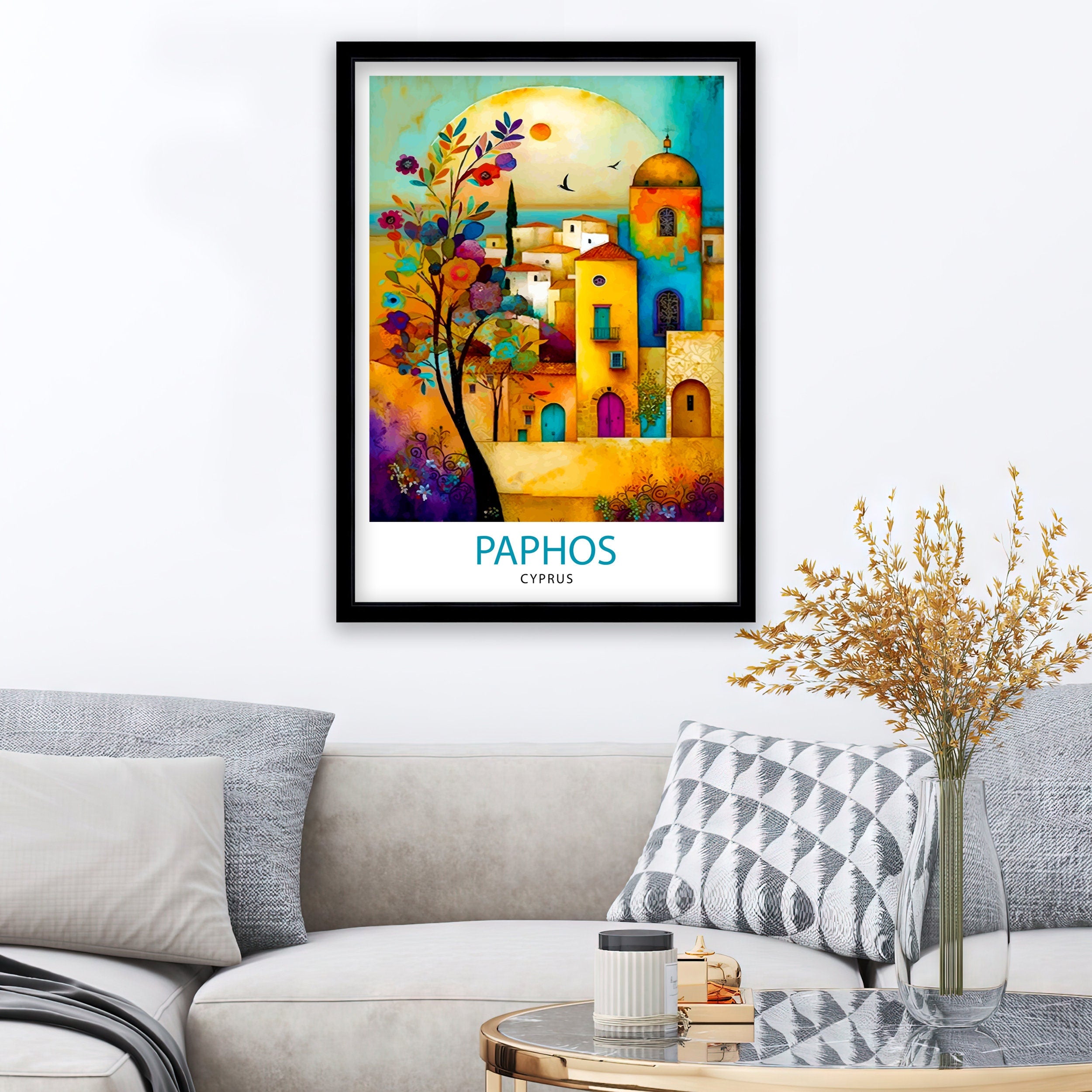 Paphos Cyprus Travel Print Paphos Wall Art Paphos Home Decor Paphos Illustration Travel Poster Gift For Cyprus Cyprus Home Decor