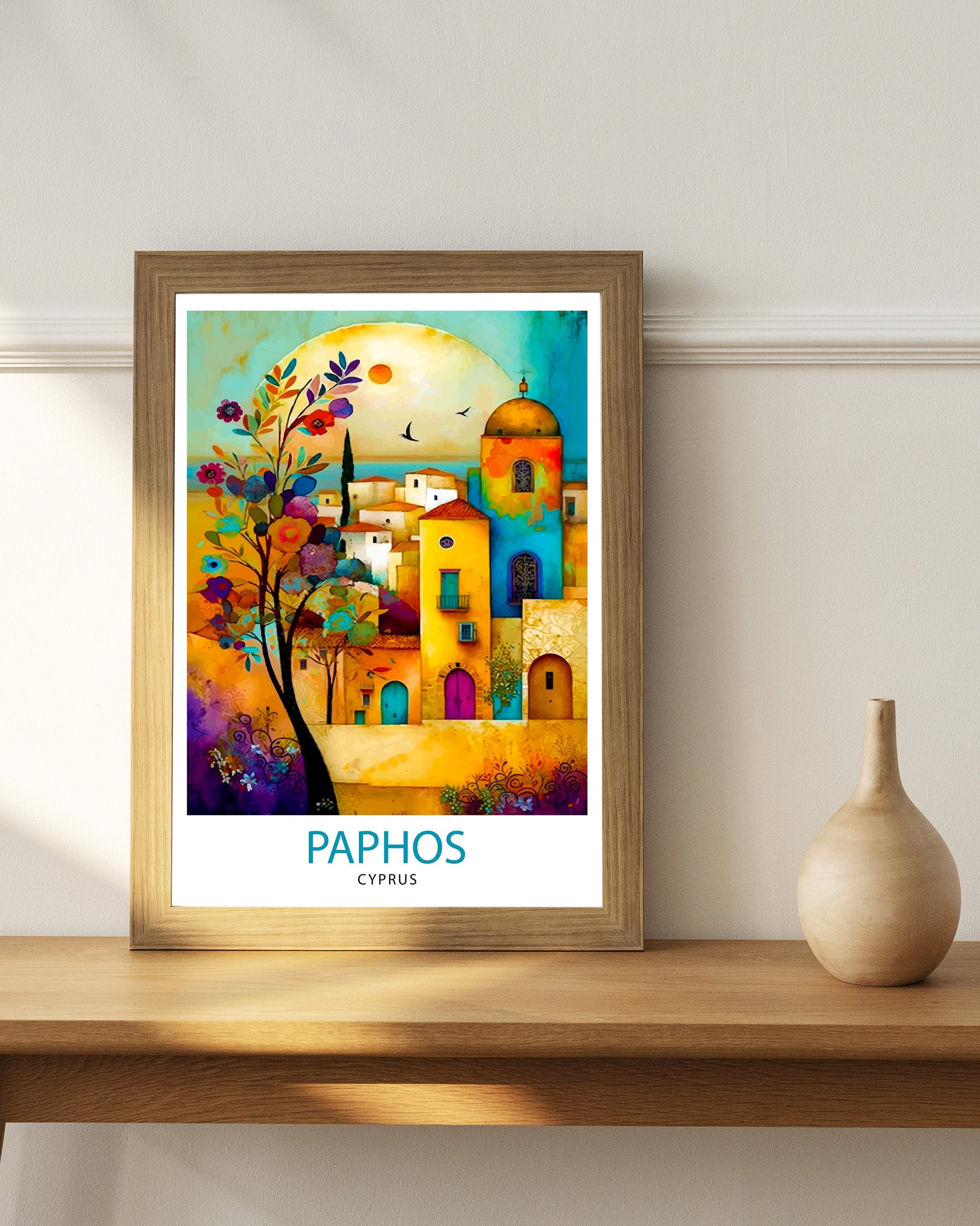 Paphos Cyprus Travel Print Paphos Wall Art Paphos Home Decor Paphos Illustration Travel Poster Gift For Cyprus Cyprus Home Decor