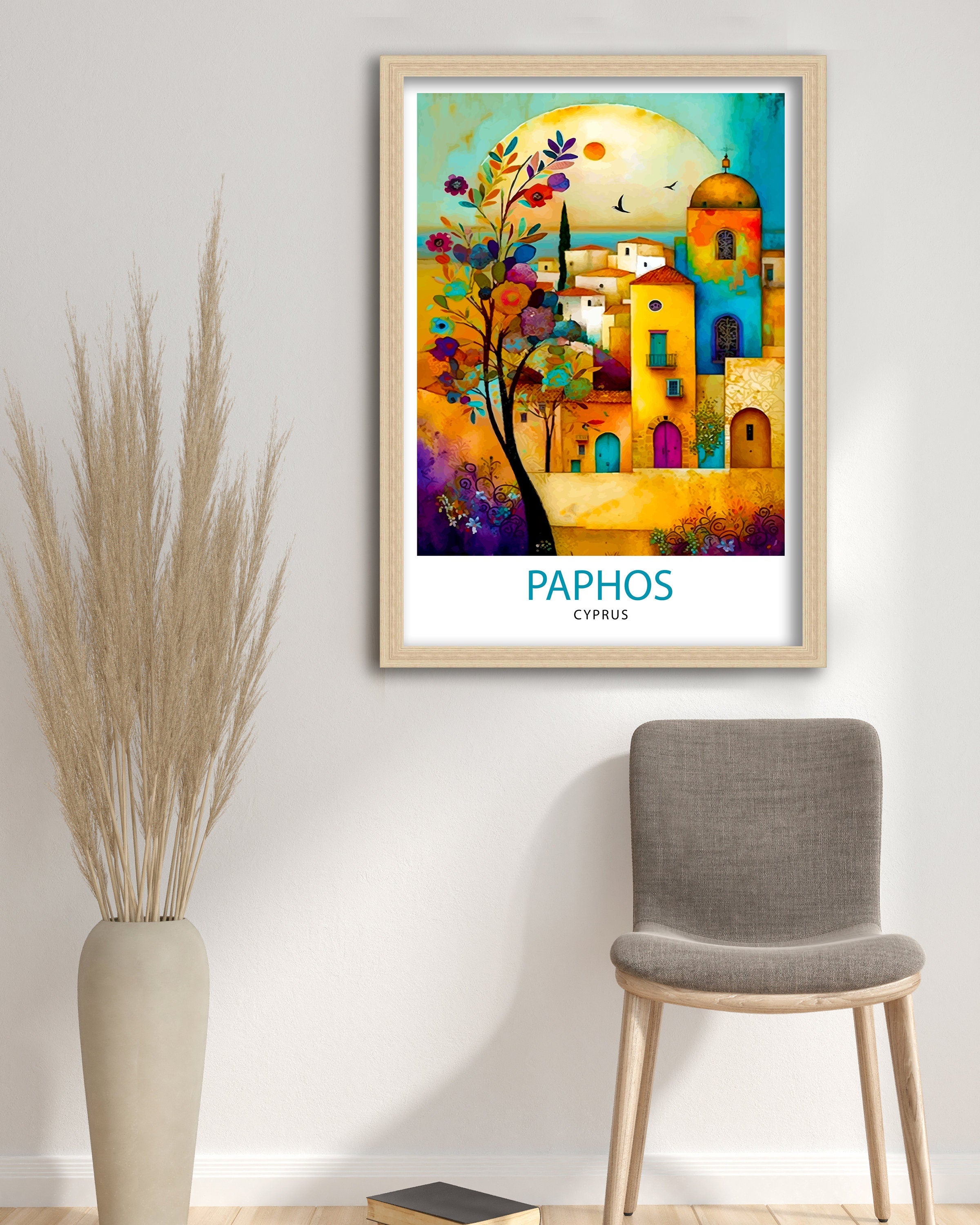 Paphos Cyprus Travel Print Paphos Wall Art Paphos Home Decor Paphos Illustration Travel Poster Gift For Cyprus Cyprus Home Decor