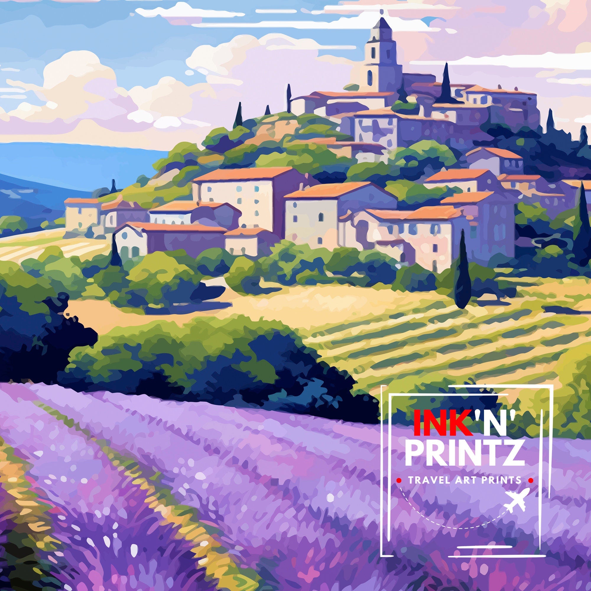 Provence France Travel Print Provence Wall Decor Provence Home Living Decor Provence France Illustration Travel Poster Gift for Provence