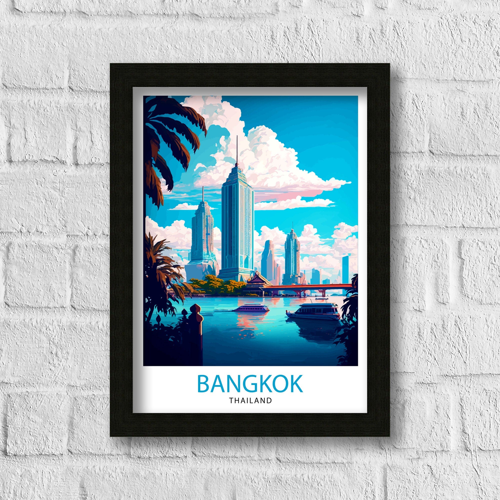 Bangkok Thailand Travel Print Bangkok Wall Decor Bangkok Home Living Decor Bangkok Illustration Travel Poster Gift for Bangkok Thailand