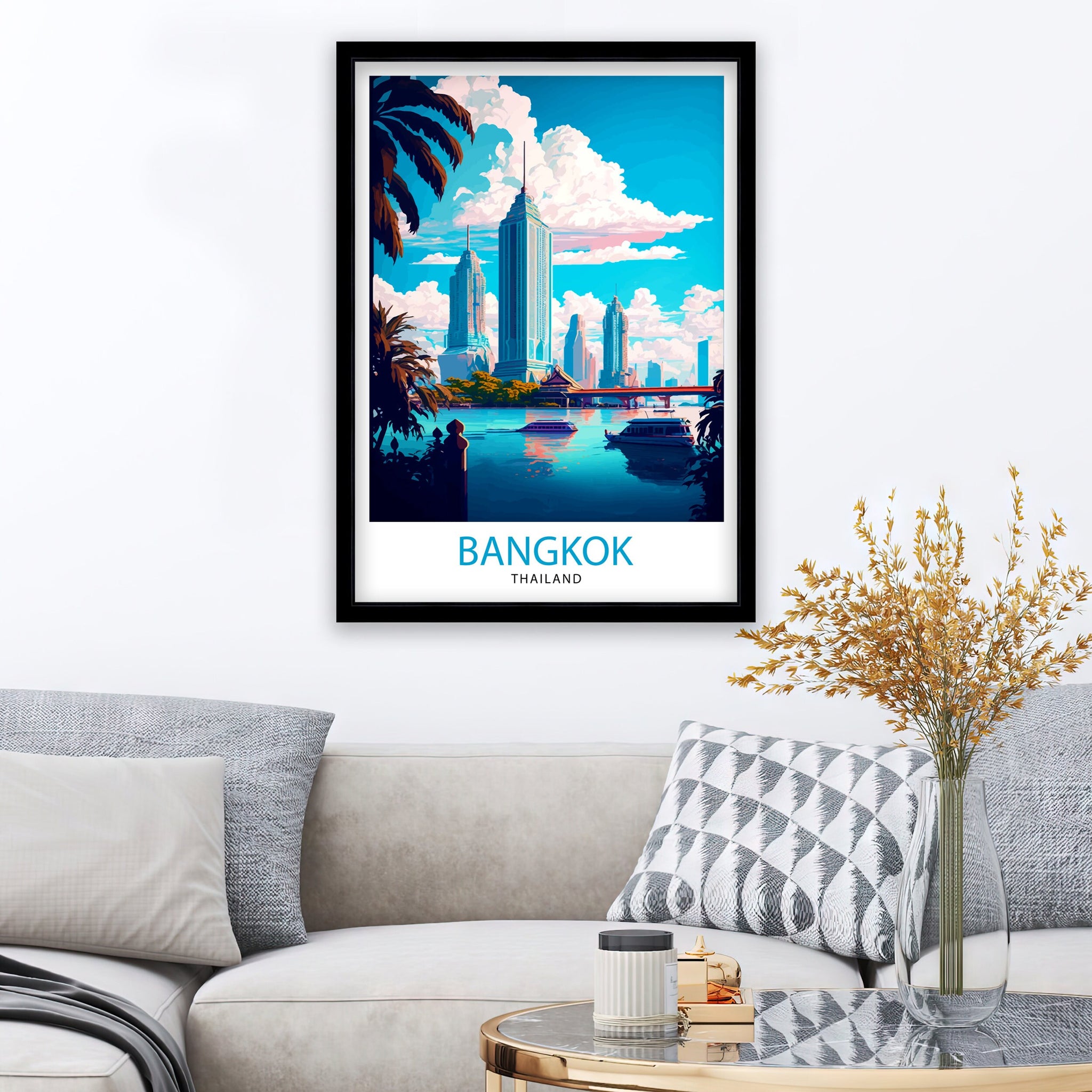 Bangkok Thailand Travel Print Bangkok Wall Decor Bangkok Home Living Decor Bangkok Illustration Travel Poster Gift for Bangkok Thailand