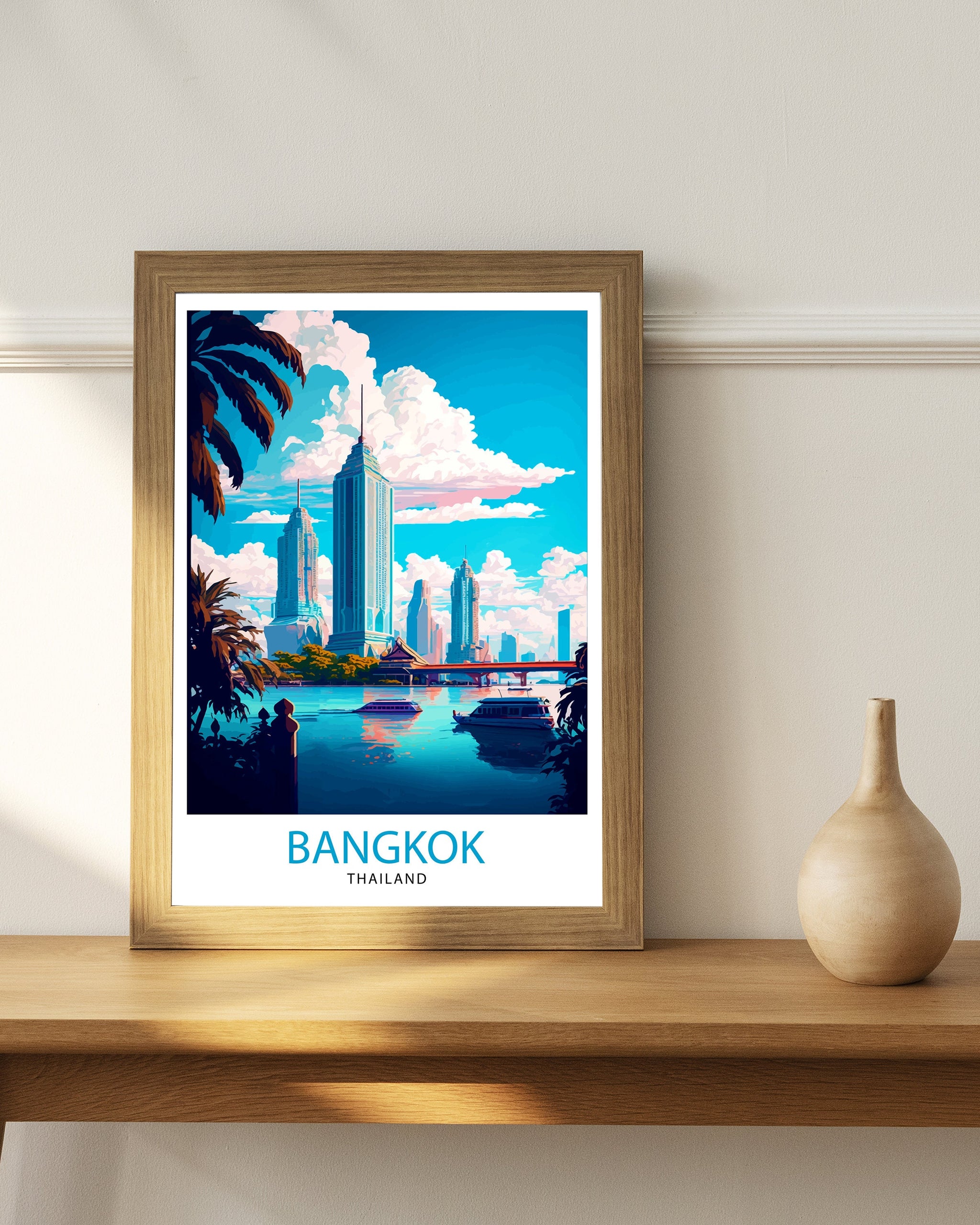 Bangkok Thailand Travel Print Bangkok Wall Decor Bangkok Home Living Decor Bangkok Illustration Travel Poster Gift for Bangkok Thailand