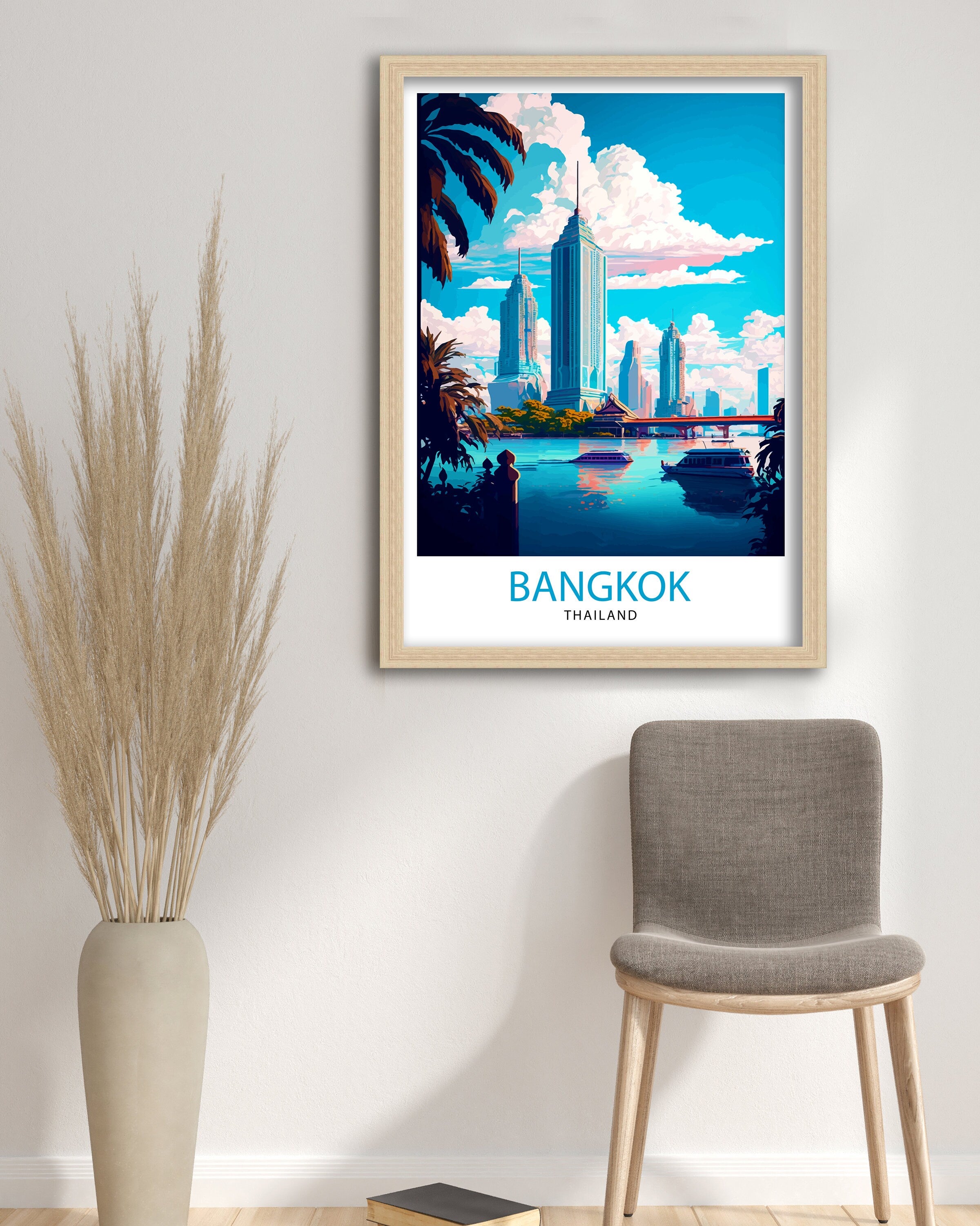 Bangkok Thailand Travel Print Bangkok Wall Decor Bangkok Home Living Decor Bangkok Illustration Travel Poster Gift for Bangkok Thailand
