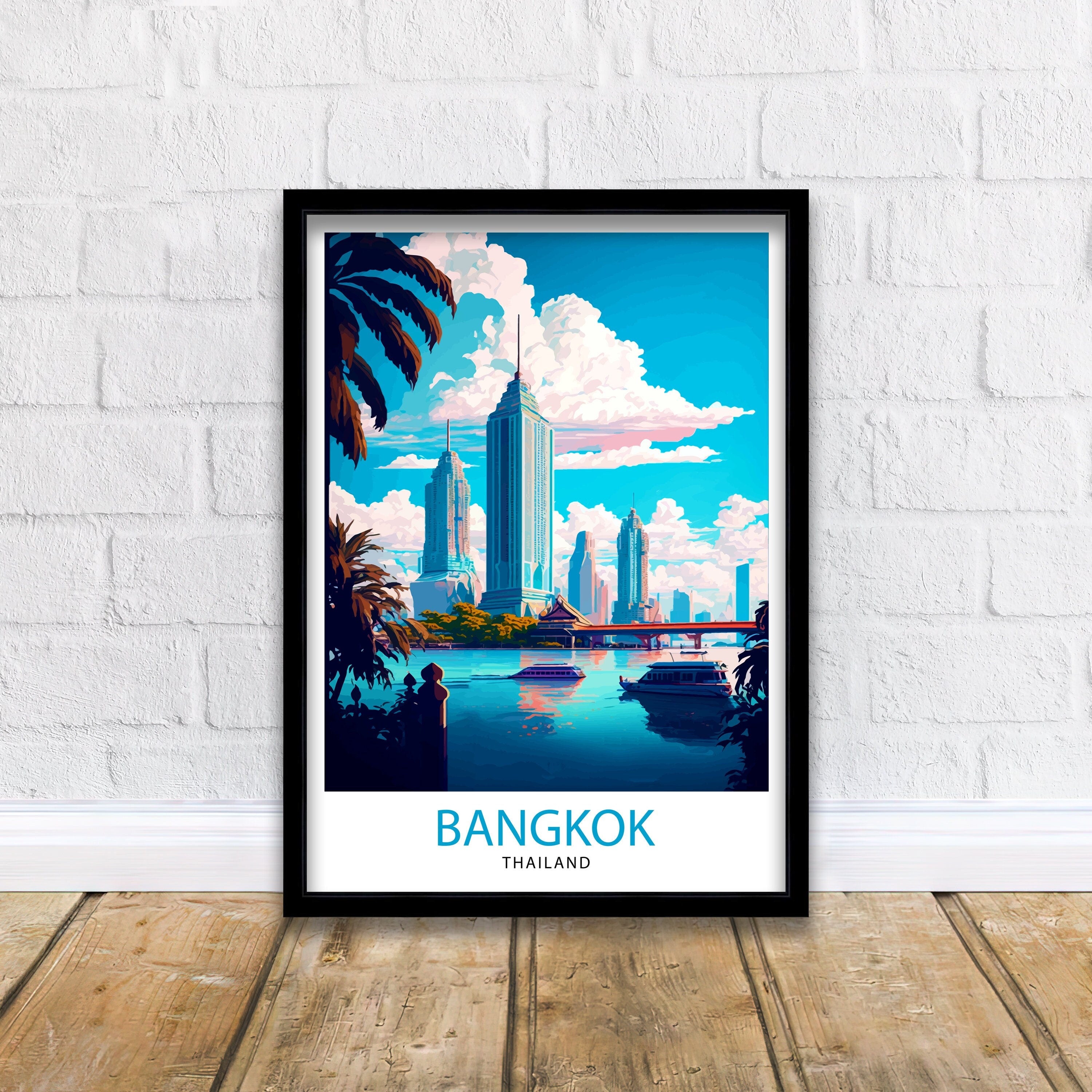 Bangkok Thailand Travel Print Bangkok Wall Decor Bangkok Home Living Decor Bangkok Illustration Travel Poster Gift for Bangkok Thailand