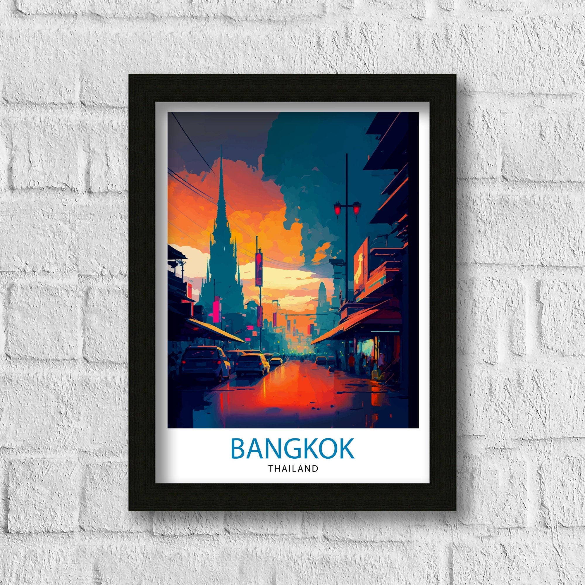 Bangkok Thailand Travel Print Bangkok Wall Decor Bangkok Home Living Decor Bangkok Illustration Travel Poster Gift for Bangkok Thailand