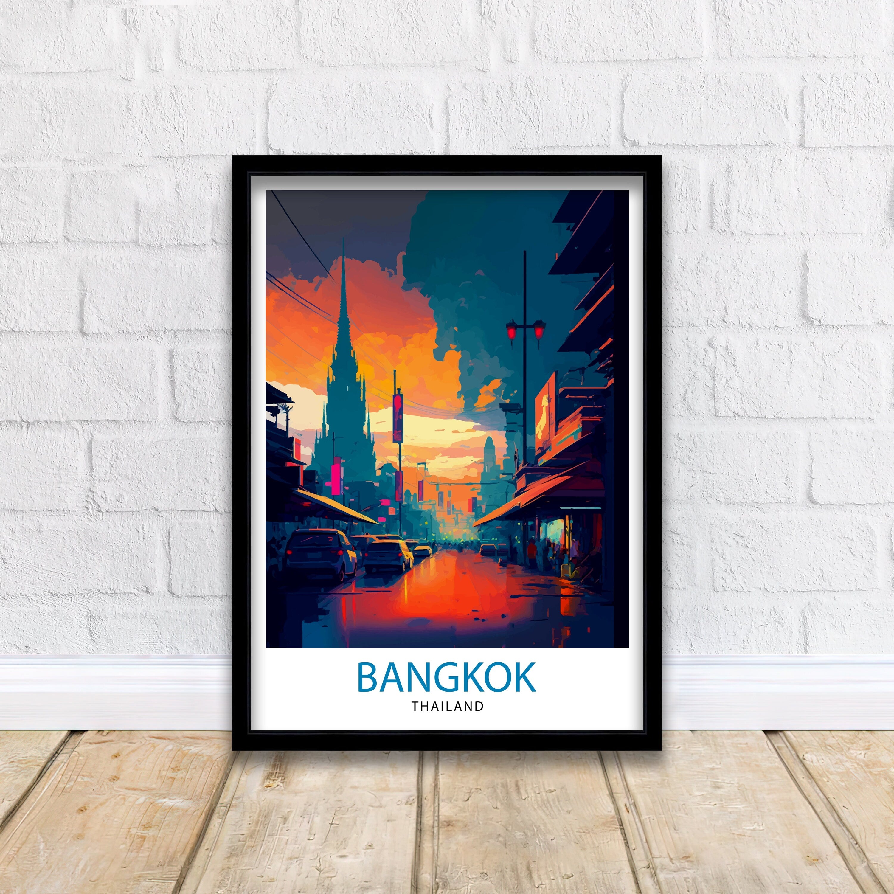 Bangkok Thailand Travel Print Bangkok Wall Decor Bangkok Home Living Decor Bangkok Illustration Travel Poster Gift for Bangkok Thailand