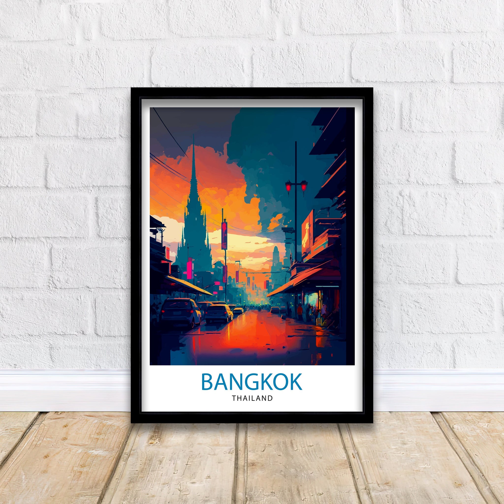 Bangkok Thailand Travel Print Bangkok Wall Decor Bangkok Home Living Decor Bangkok Illustration Travel Poster Gift for Bangkok Thailand
