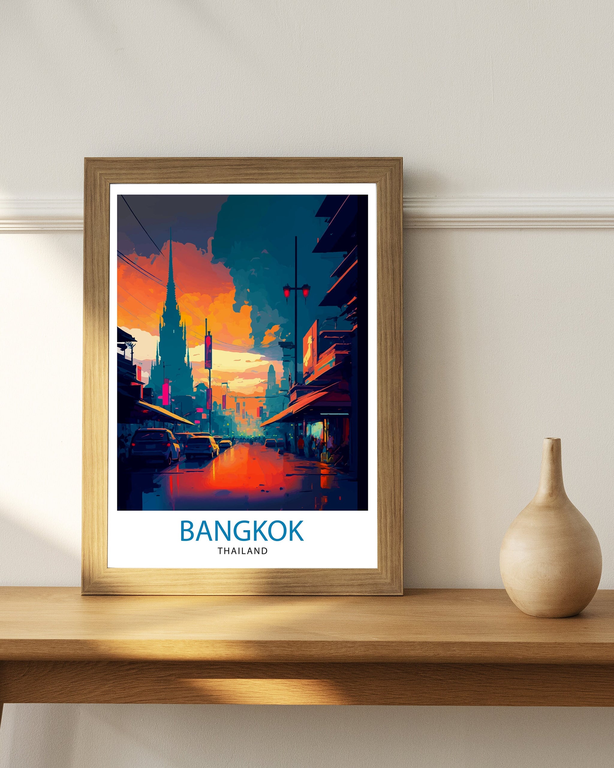 Bangkok Thailand Travel Print Bangkok Wall Decor Bangkok Home Living Decor Bangkok Illustration Travel Poster Gift for Bangkok Thailand