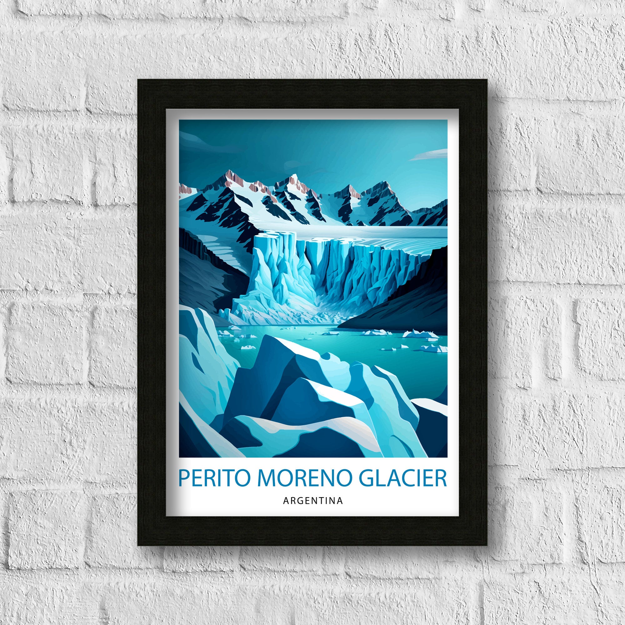 Perito Moreno Glacier Travel Print Glacier Wall Decor Glacier Art Print Argentina Travel Poster Patagonia Print Nature Landscape Art