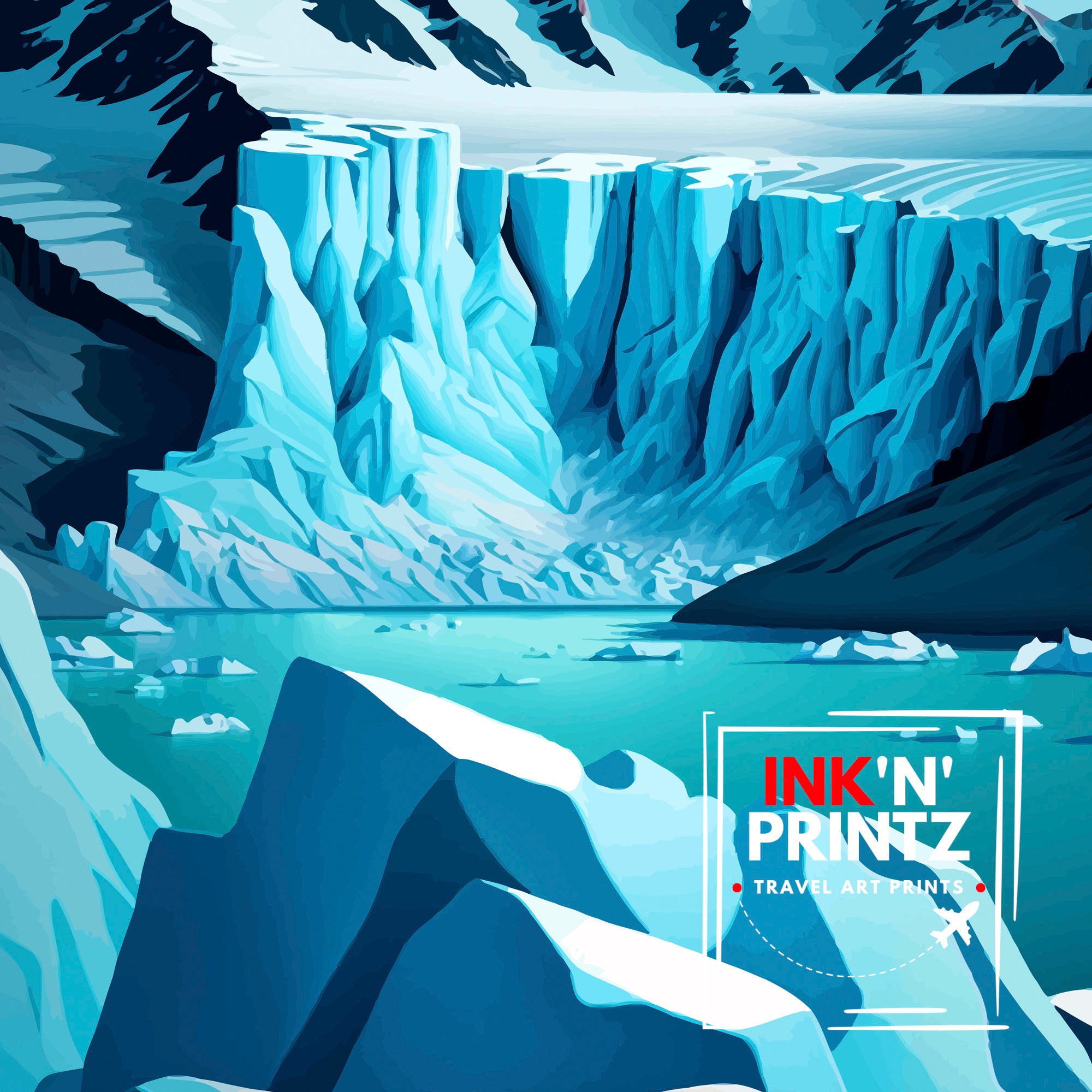 Perito Moreno Glacier Travel Print Glacier Wall Decor Glacier Art Print Argentina Travel Poster Patagonia Print Nature Landscape Art