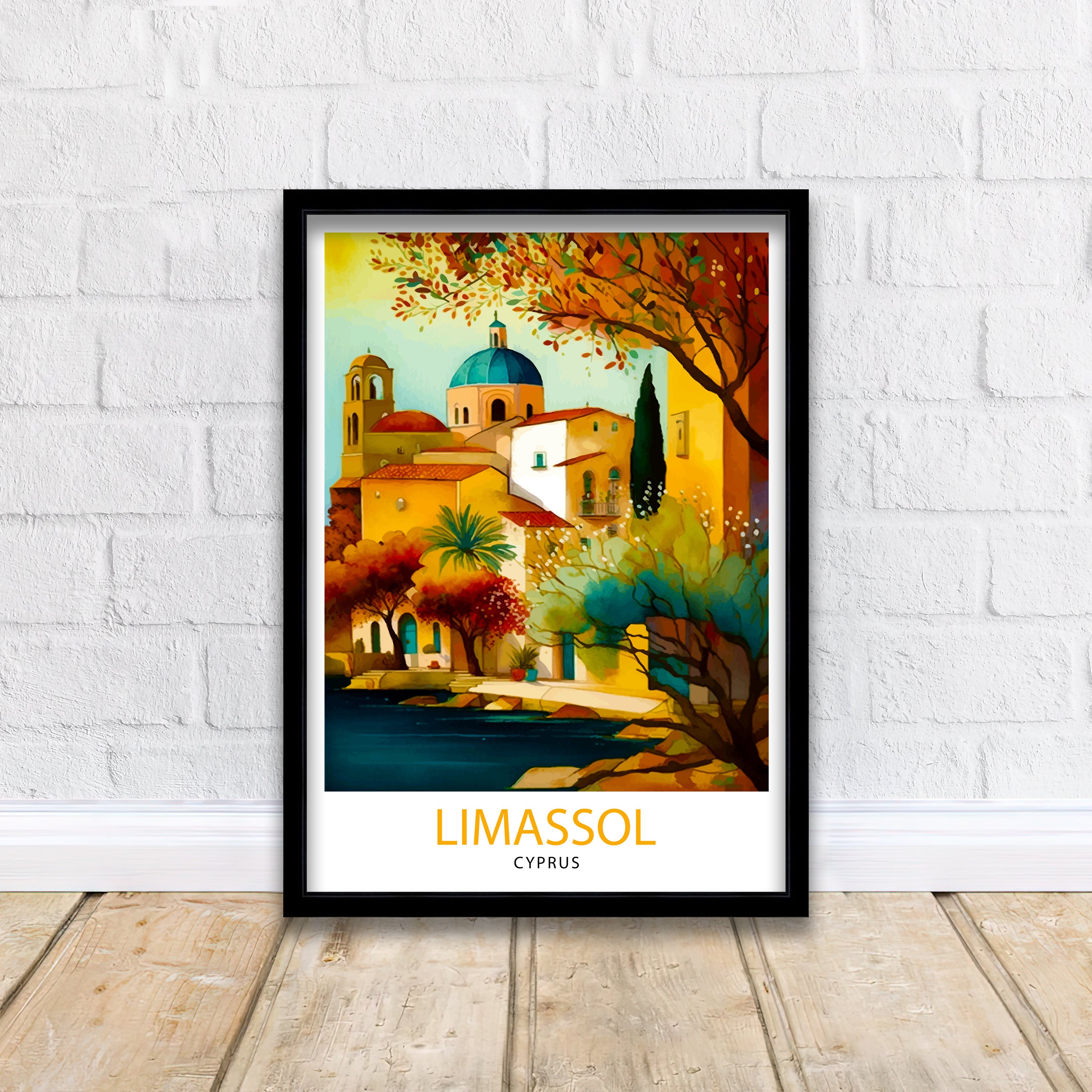 Limassol Cyprus Travel Print, Mediterranean Home Decor
