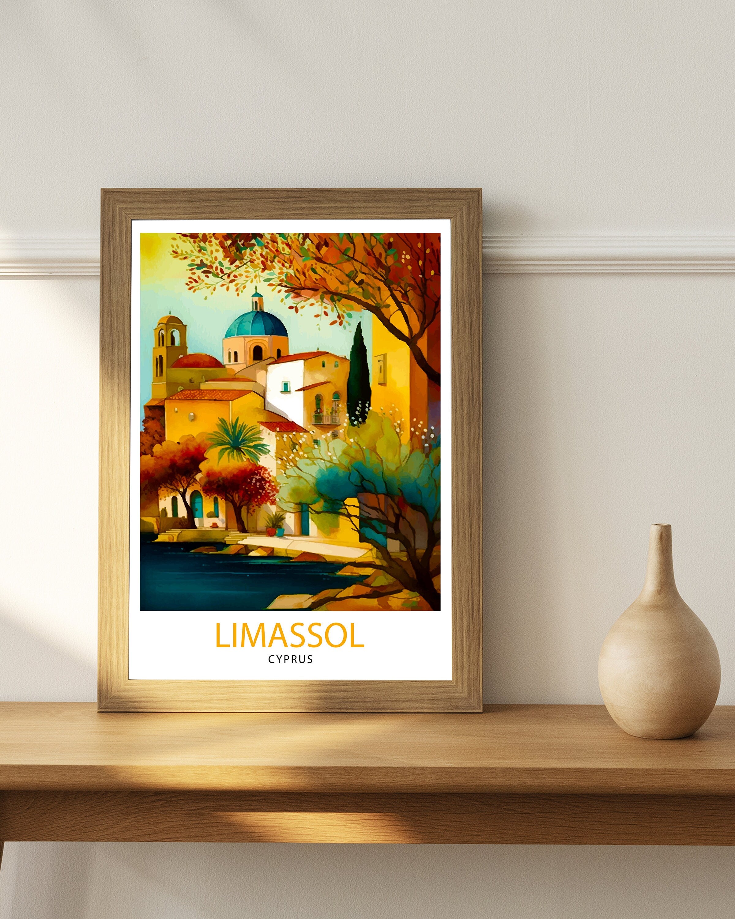 Limassol Cyprus Travel Print, Mediterranean Home Decor