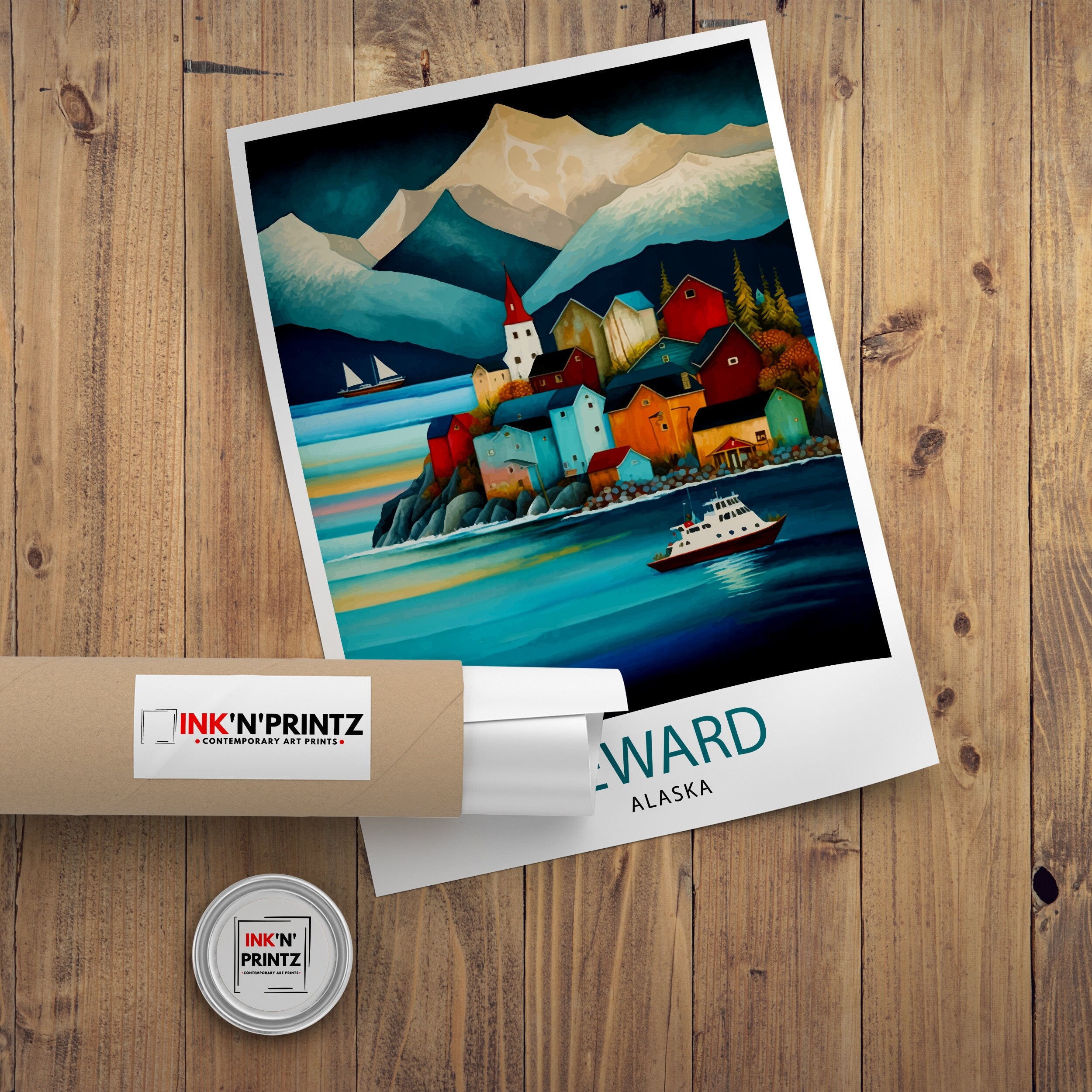 Seward Alaska Travel Print Seward Wall Decor Seward Home Living Decor Alaska Illustration Travel Poster Gift For Seward Alaska Home Decor