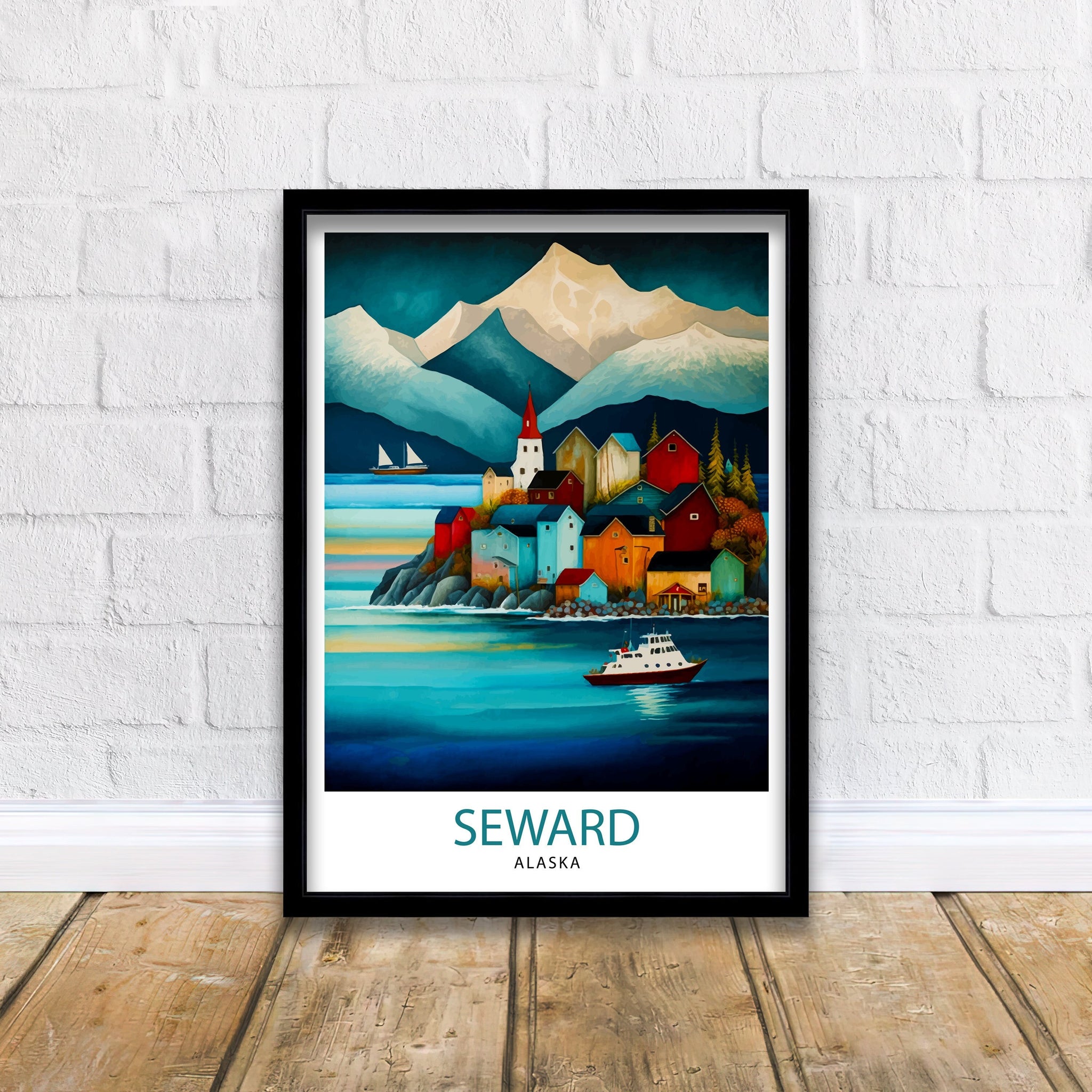 Seward Alaska Travel Print Seward Wall Decor Seward Home Living Decor Alaska Illustration Travel Poster Gift For Seward Alaska Home Decor