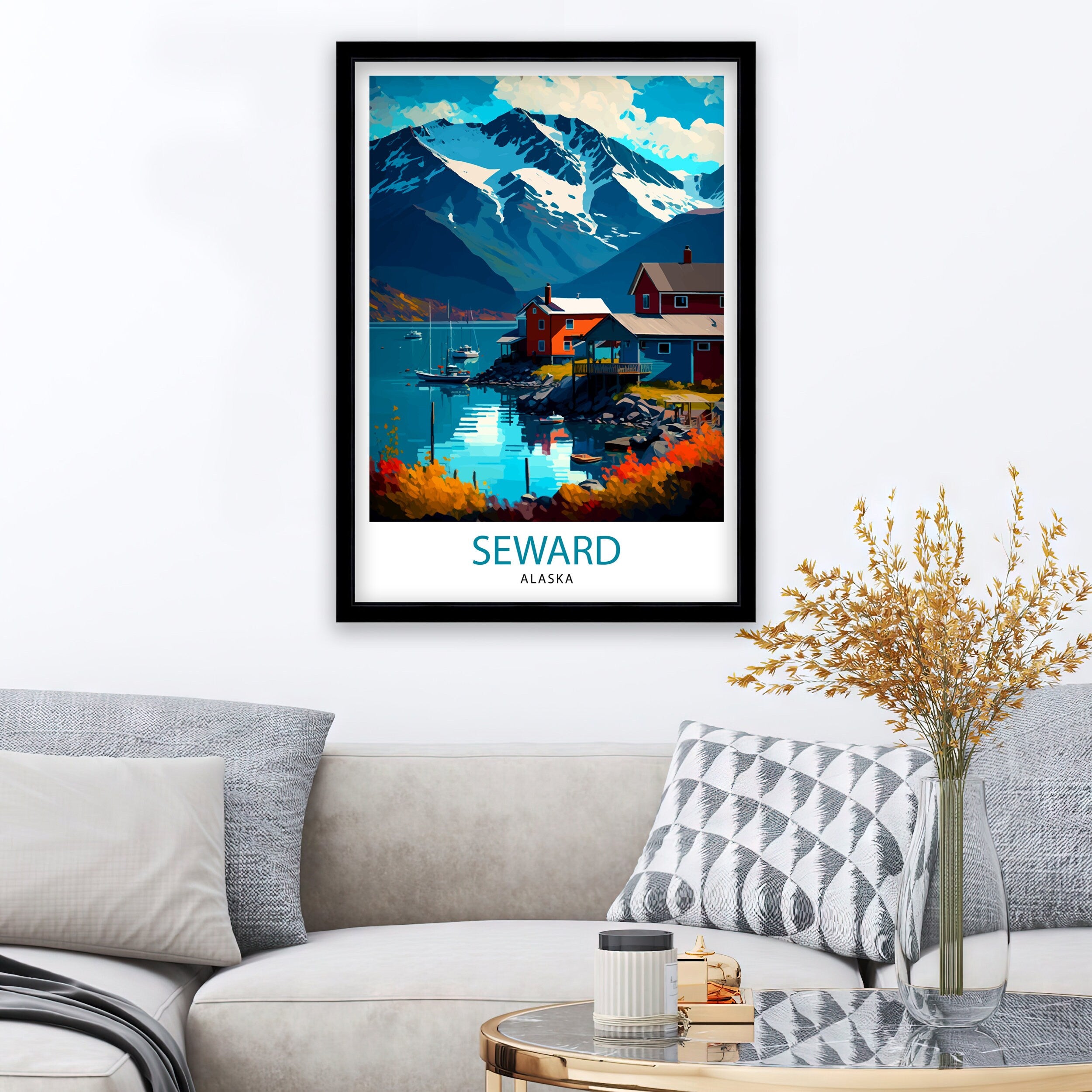 Seward Alaska Travel Print Seward Wall Decor Seward Home Living Decor Alaska Illustration Travel Poster Gift For Seward Alaska Home Decor