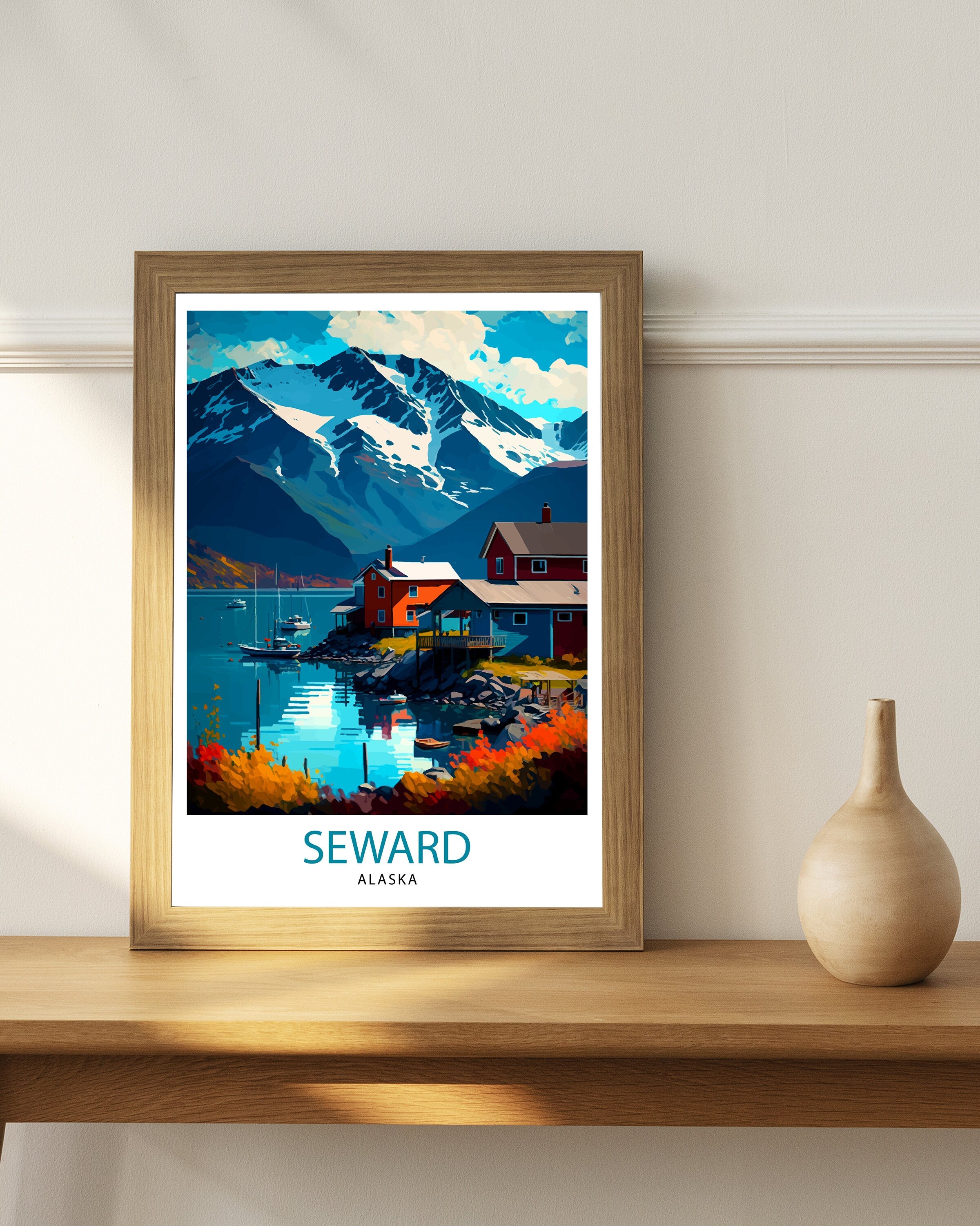 Seward Alaska Travel Print Seward Wall Decor Seward Home Living Decor Alaska Illustration Travel Poster Gift For Seward Alaska Home Decor