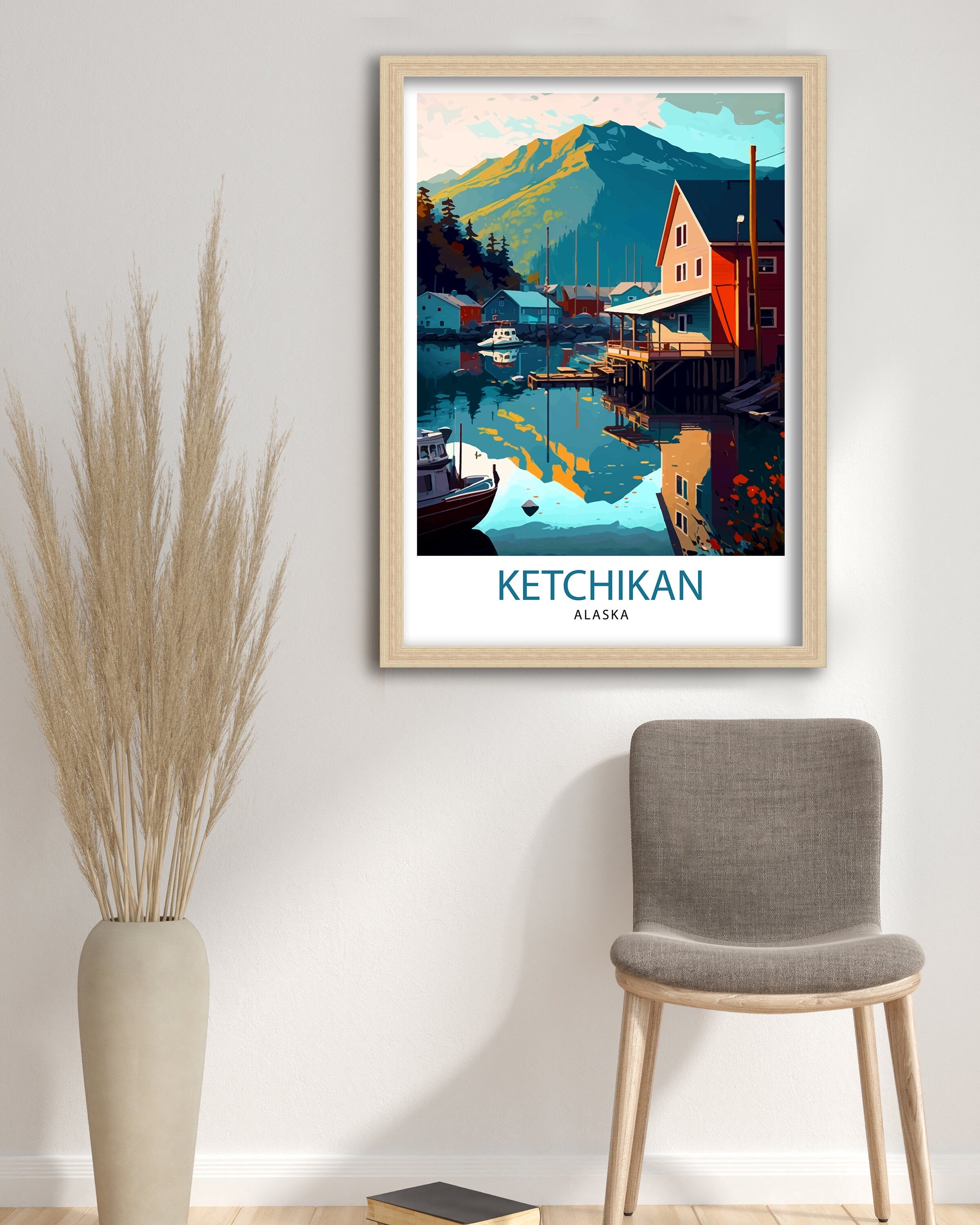 Ketchikan Alaska Travel Print Ketchikan Wall Art Alaska Coastal Decor Travel Poster Ketchikan Scenic Print, Home Decor