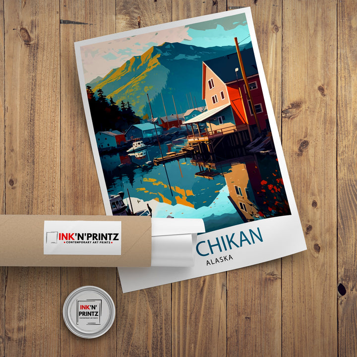 Ketchikan Alaska Travel Print Ketchikan Wall Art Alaska Coastal Decor Travel Poster Ketchikan Scenic Print, Home Decor