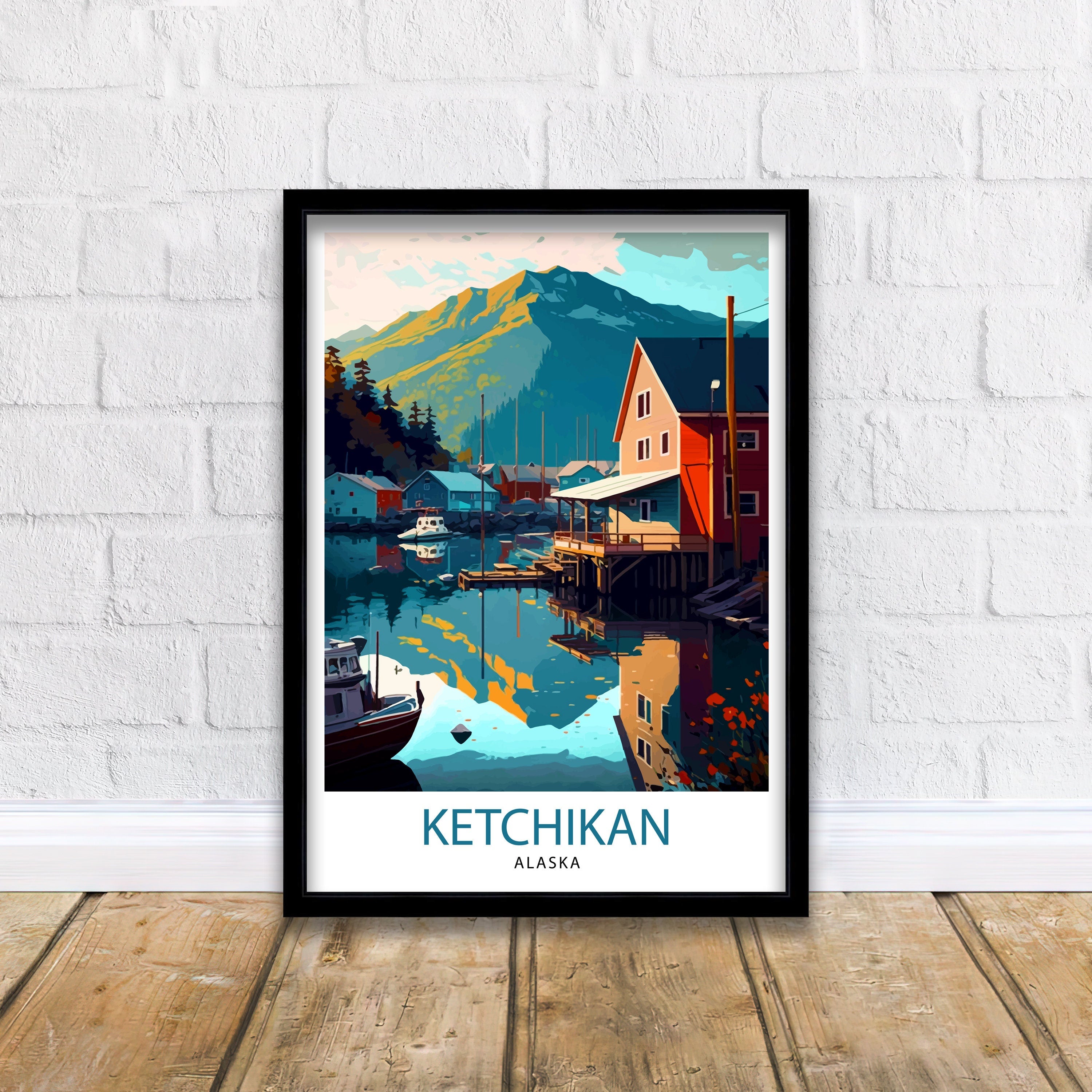 Ketchikan Alaska Travel Print Ketchikan Wall Art Alaska Coastal Decor Travel Poster Ketchikan Scenic Print, Home Decor