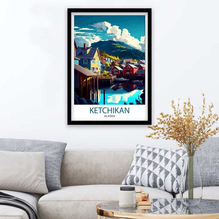 Ketchikan Alaska Travel Print|, Ketchikan Wall Art, Alaska Coastal Decor, Travel Poster, Ketchikan Scenic Print, Home Decor