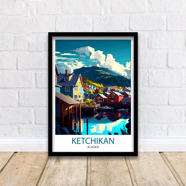 Ketchikan Alaska Travel Print|, Ketchikan Wall Art, Alaska Coastal Decor, Travel Poster, Ketchikan Scenic Print, Home Decor