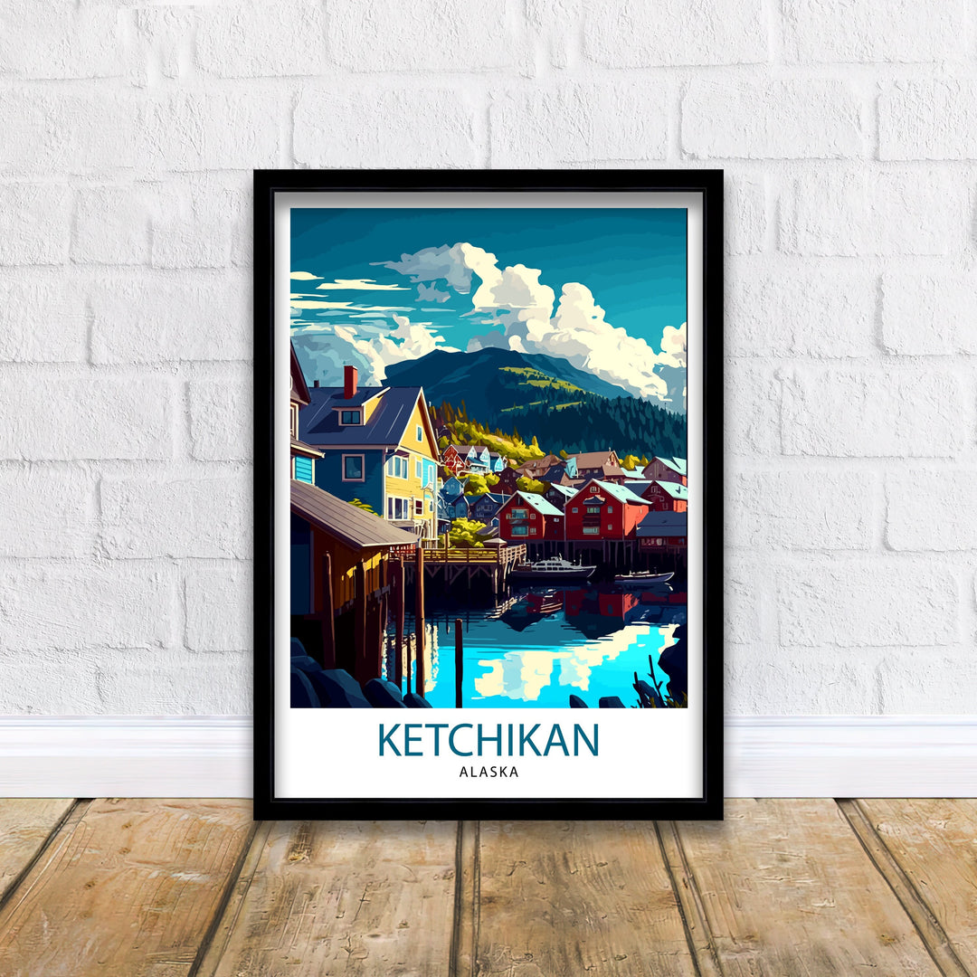 Ketchikan Alaska Travel Print|, Ketchikan Wall Art, Alaska Coastal Decor, Travel Poster, Ketchikan Scenic Print, Home Decor